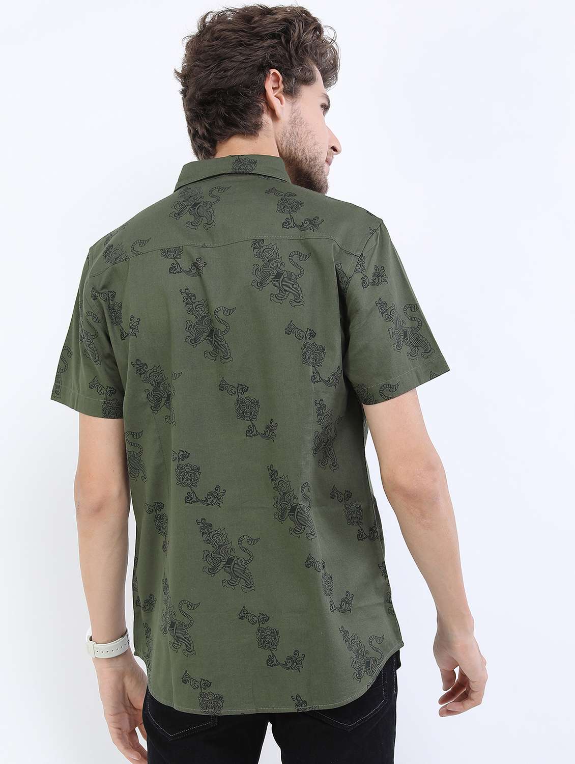 men collared printed casual shirt - 21487104 -  Standard Image - 3