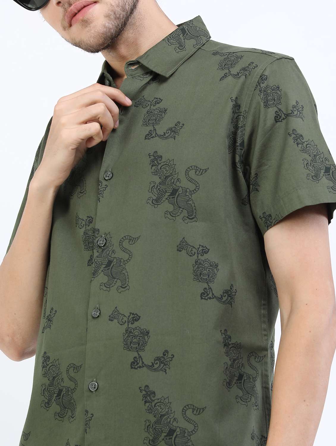 men collared printed casual shirt - 21487104 -  Standard Image - 5