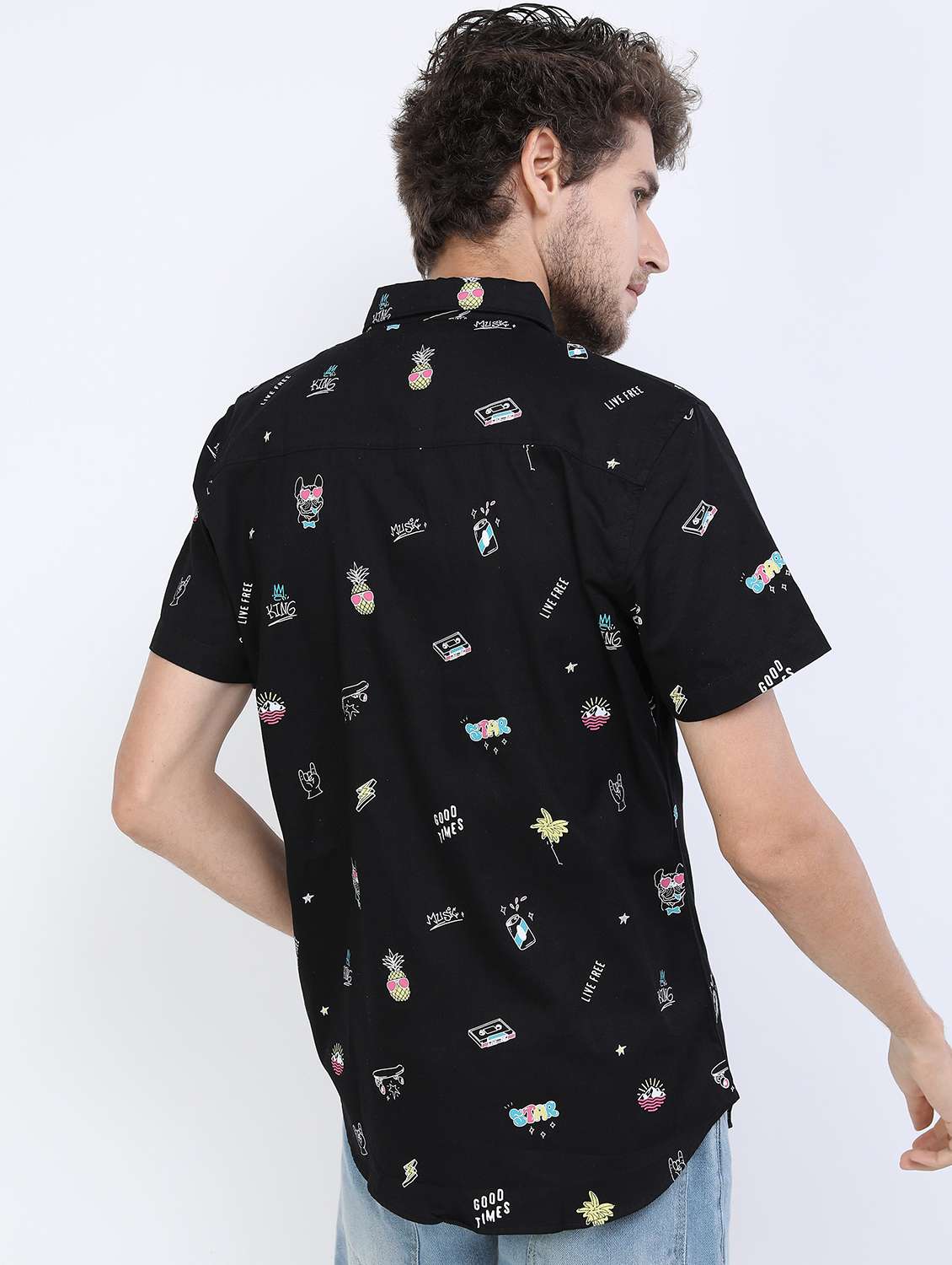 men collared printed casual shirt - 21487106 -  Standard Image - 3