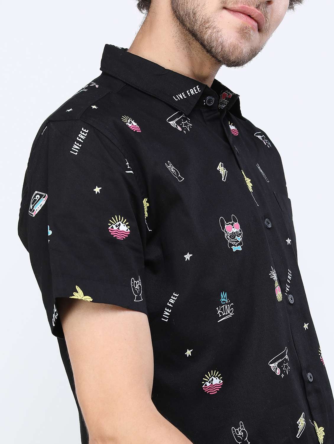men collared printed casual shirt - 21487106 -  Standard Image - 5