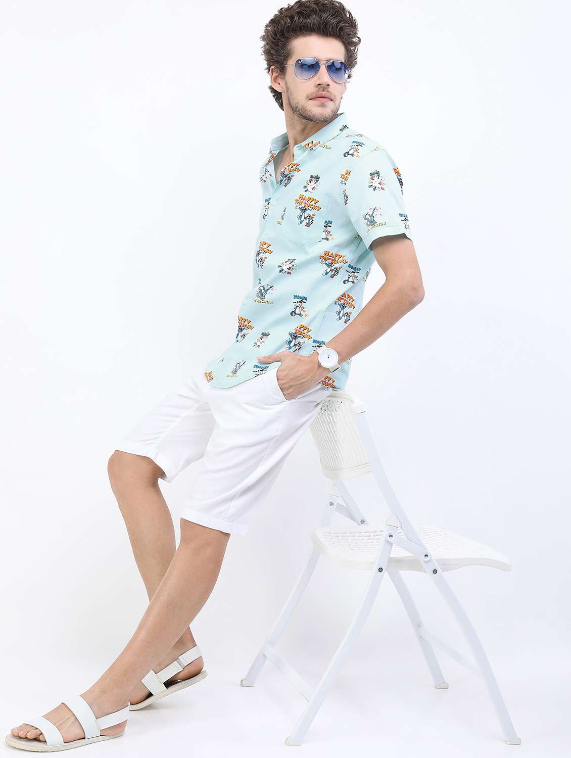 men collared printed casual shirt - 21487110 -  Standard Image - 3