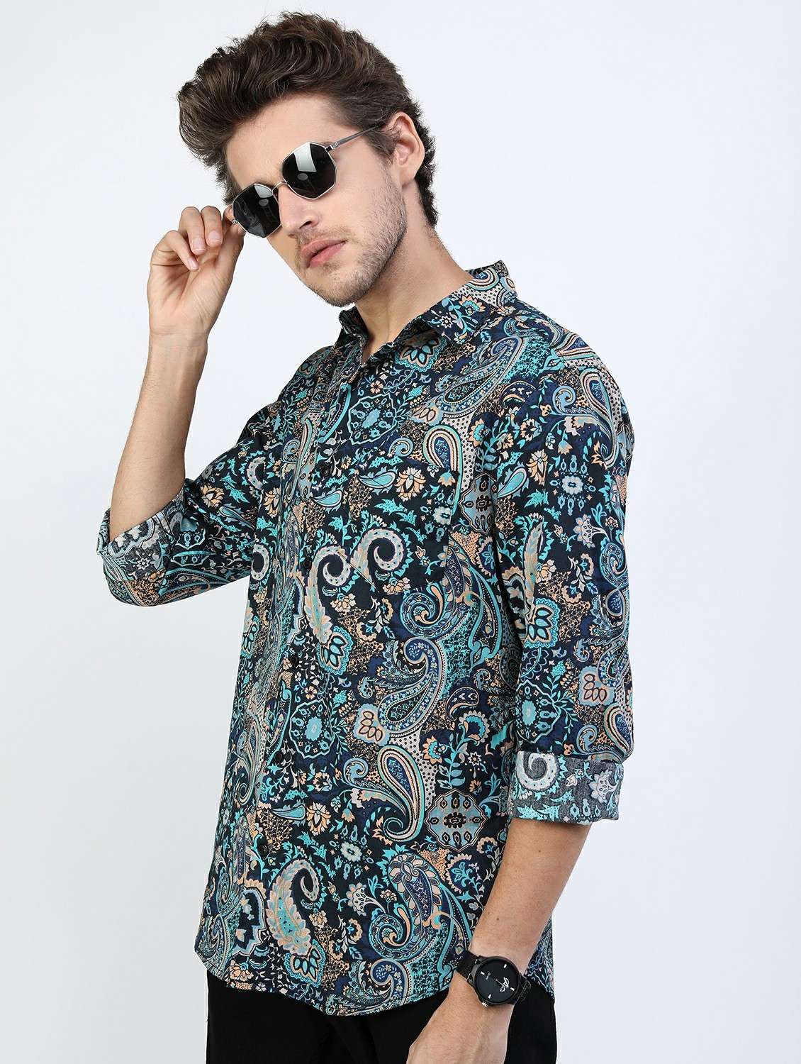 men collared printed casual shirt