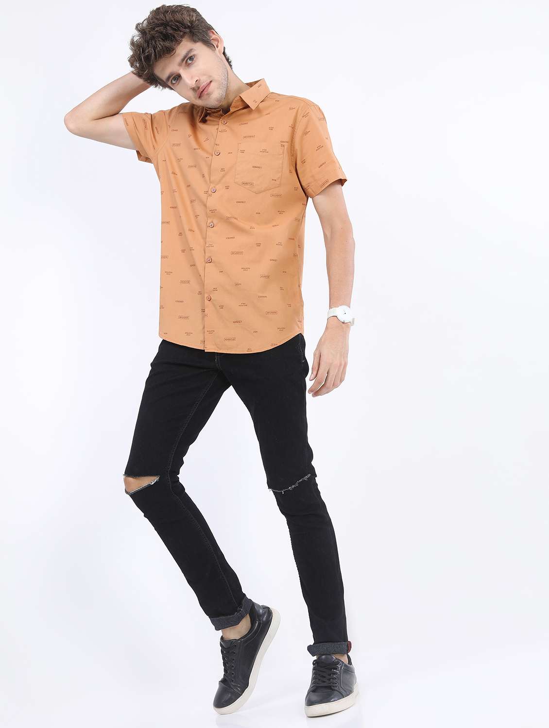 men collared printed casual shirt - 21487129 -  Standard Image - 3