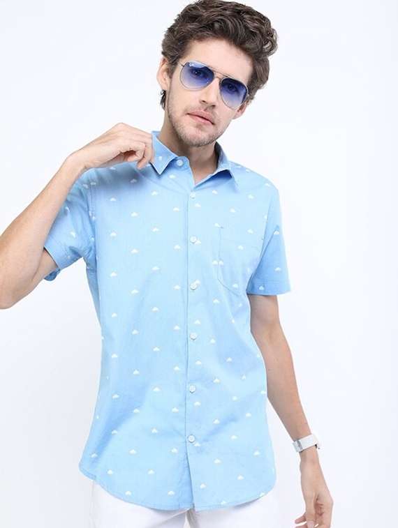 men collared printed casual shirt