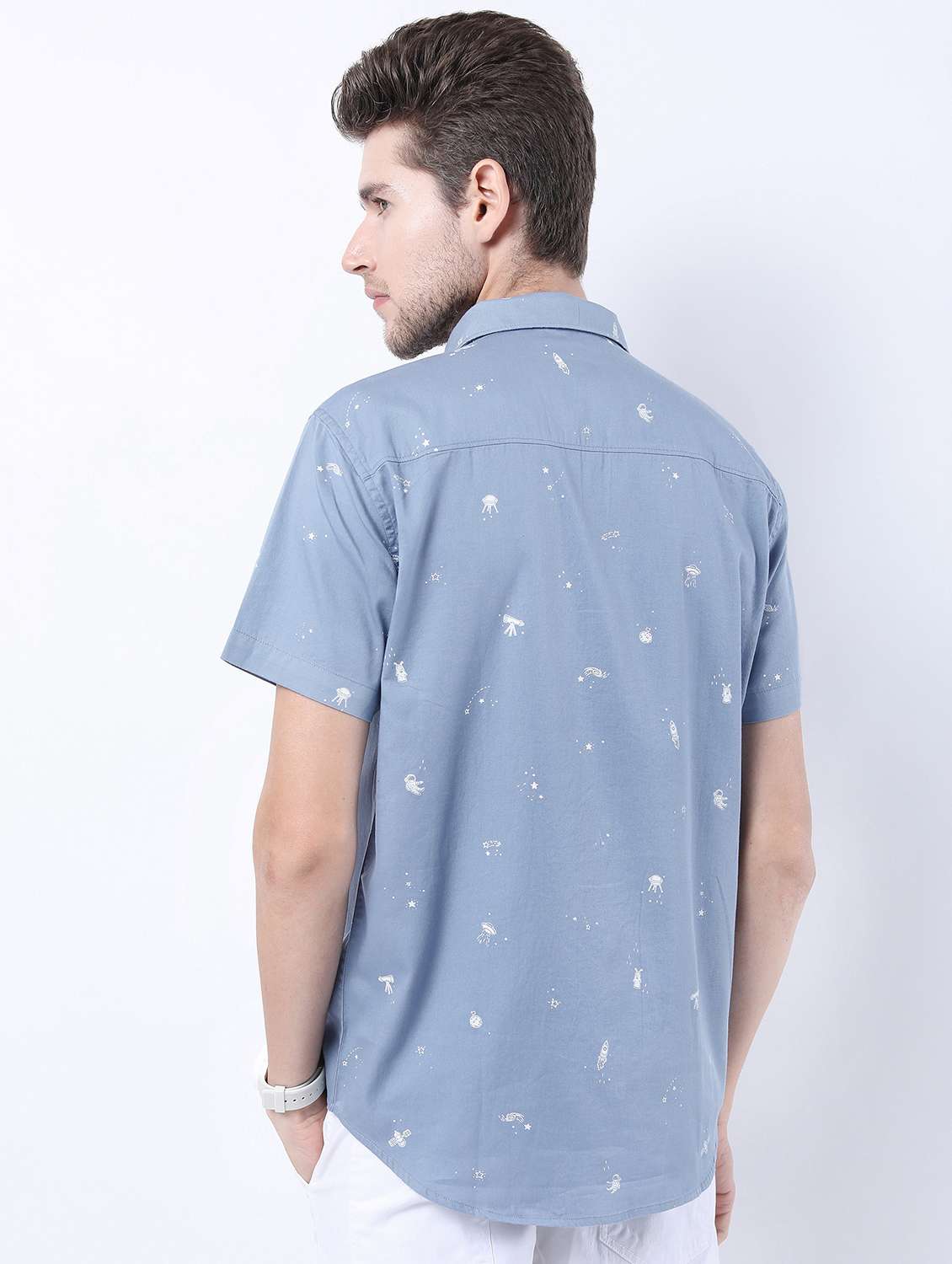 men collared printed casual shirt - 21487139 -  Standard Image - 3