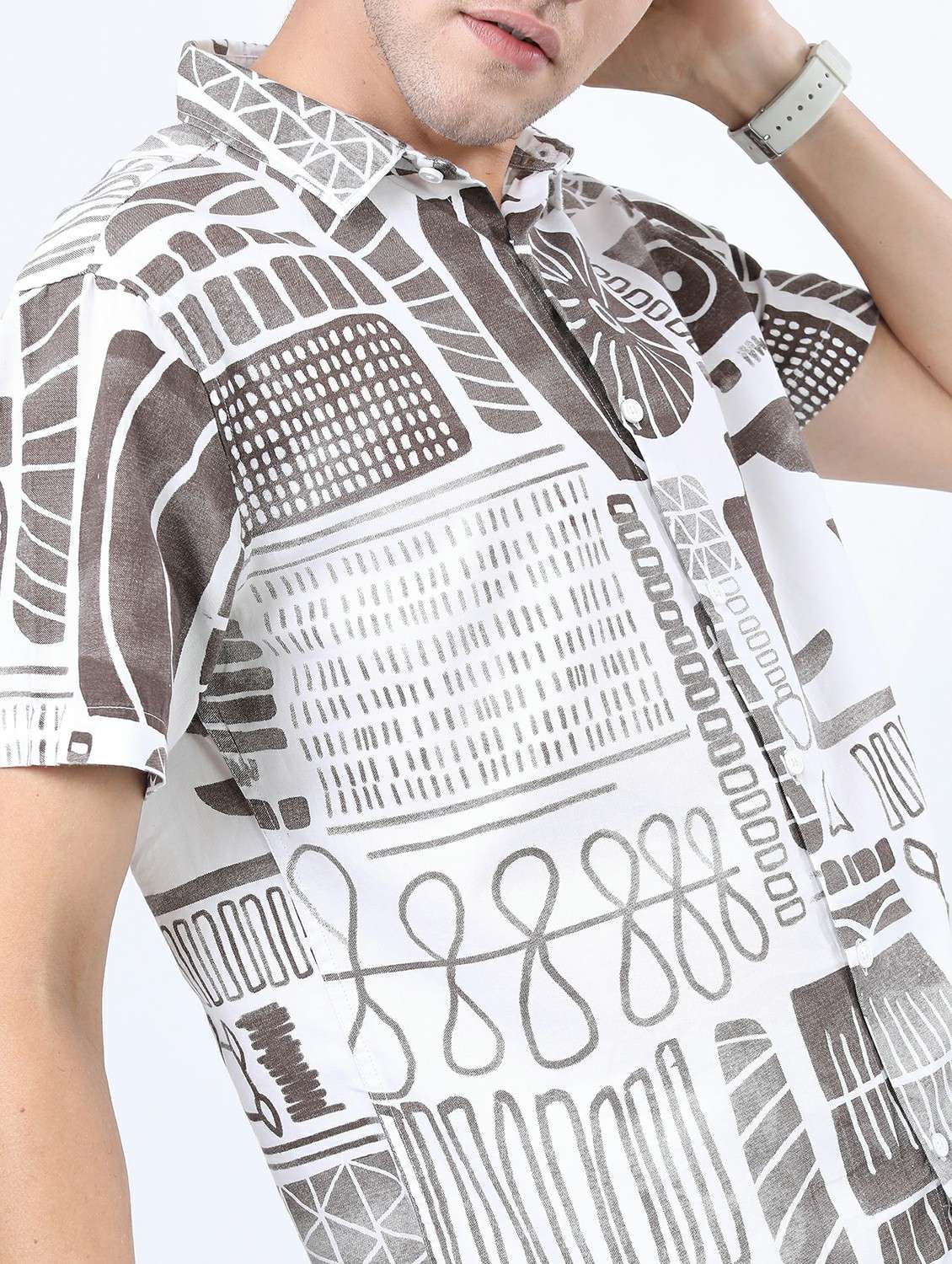 men collared printed casual shirt - 21487143 -  Standard Image - 5