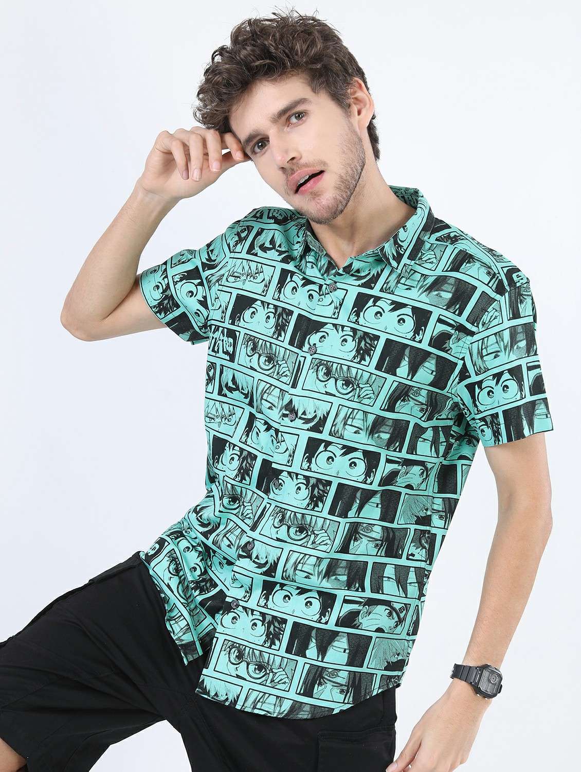 men multi colored collared neck casual shirts