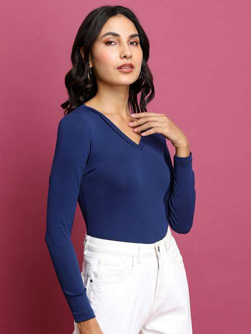 dark blue solid regular top - 21487203 - Standard Image - 0