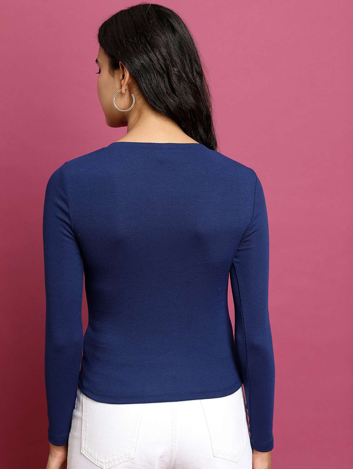 dark blue solid regular top - 21487203 - Standard Image - 3