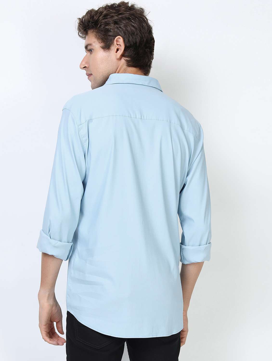 men collared long sleeves casual shirt - 21487205 -  Standard Image - 3