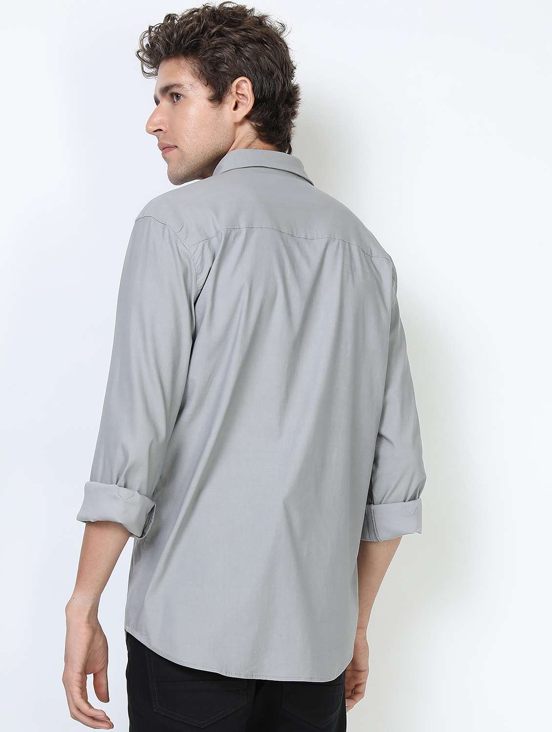 men collared long sleeves casual shirt - 21487216 -  Standard Image - 3