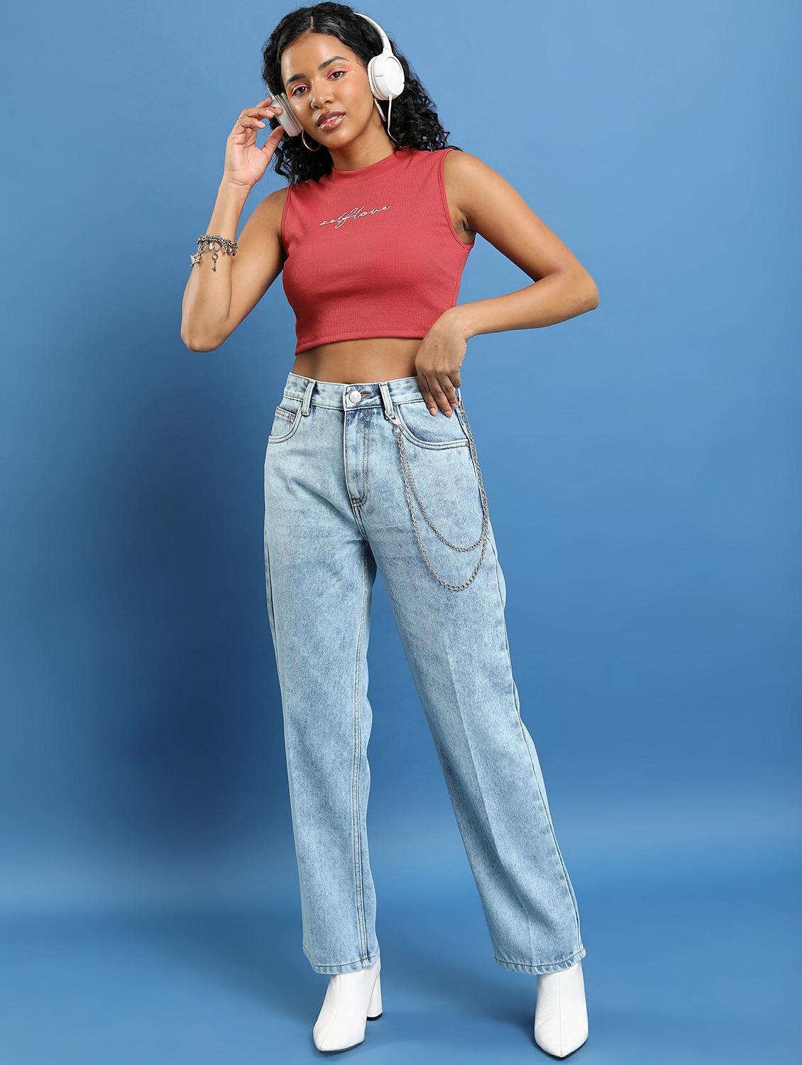 red typography crop top - 21487224 - Standard Image - 3
