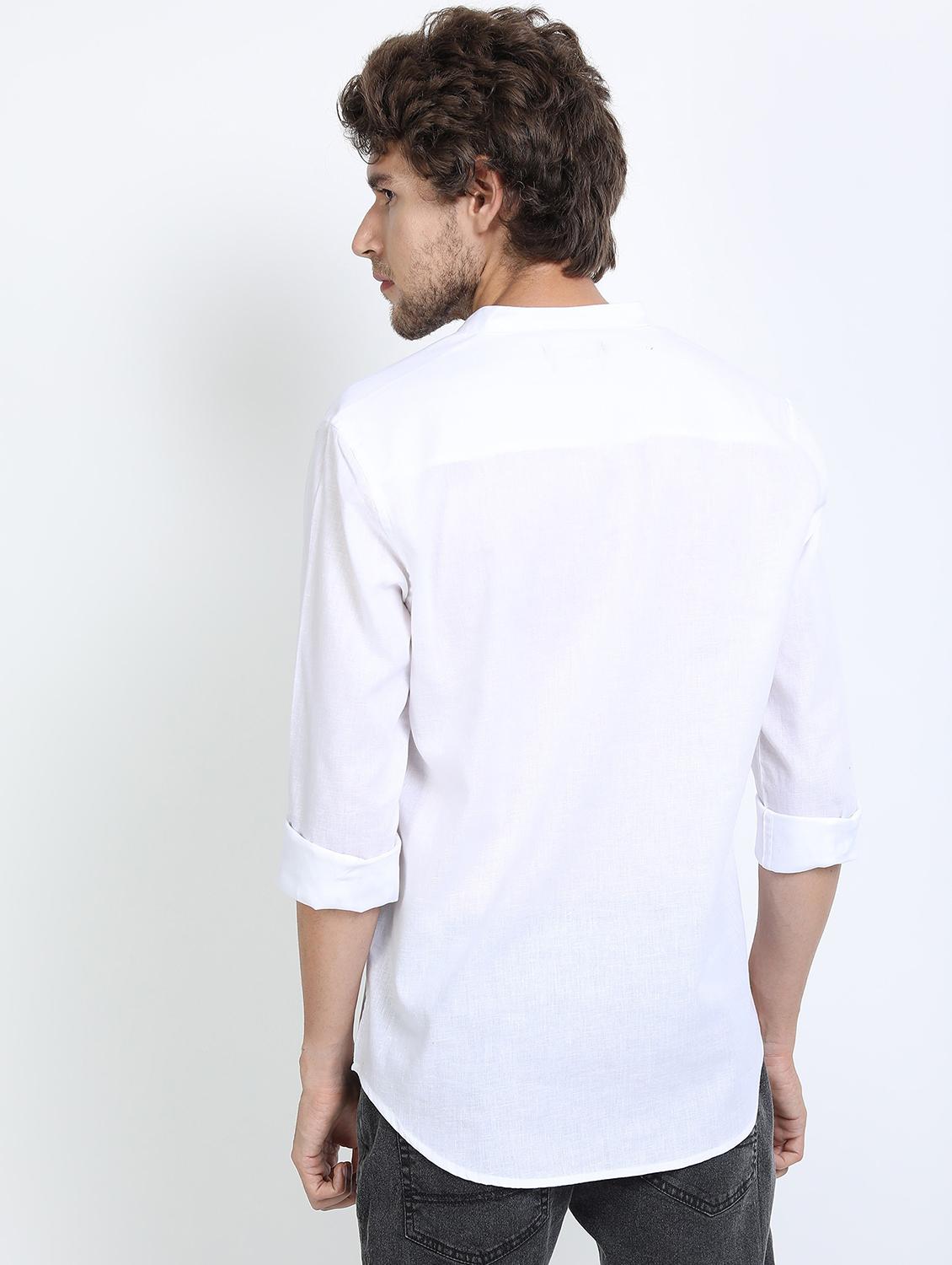 men white mandarin neck casual shirts - 21487235 - Standard Image - 3