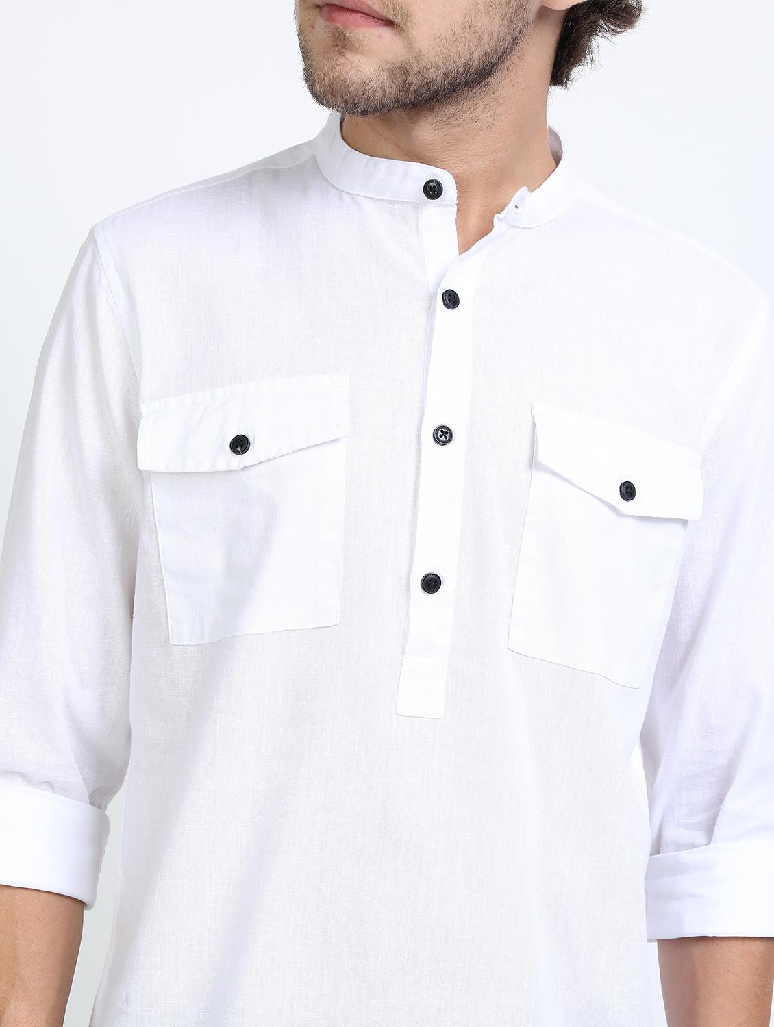 men white mandarin neck casual shirts - 21487235 - Standard Image - 5