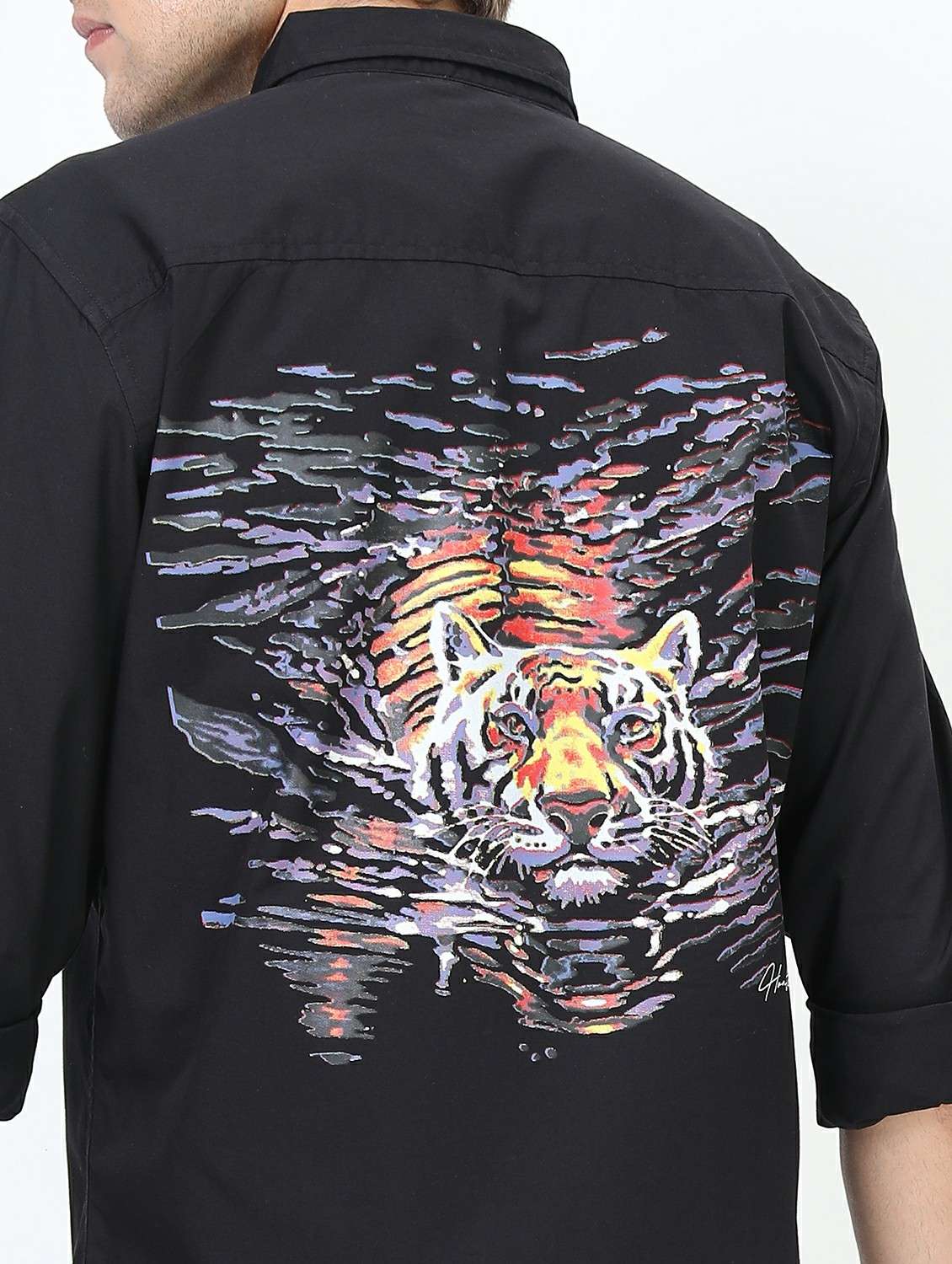 men collared long sleeves back print shirt - 21487249 -  Standard Image - 5