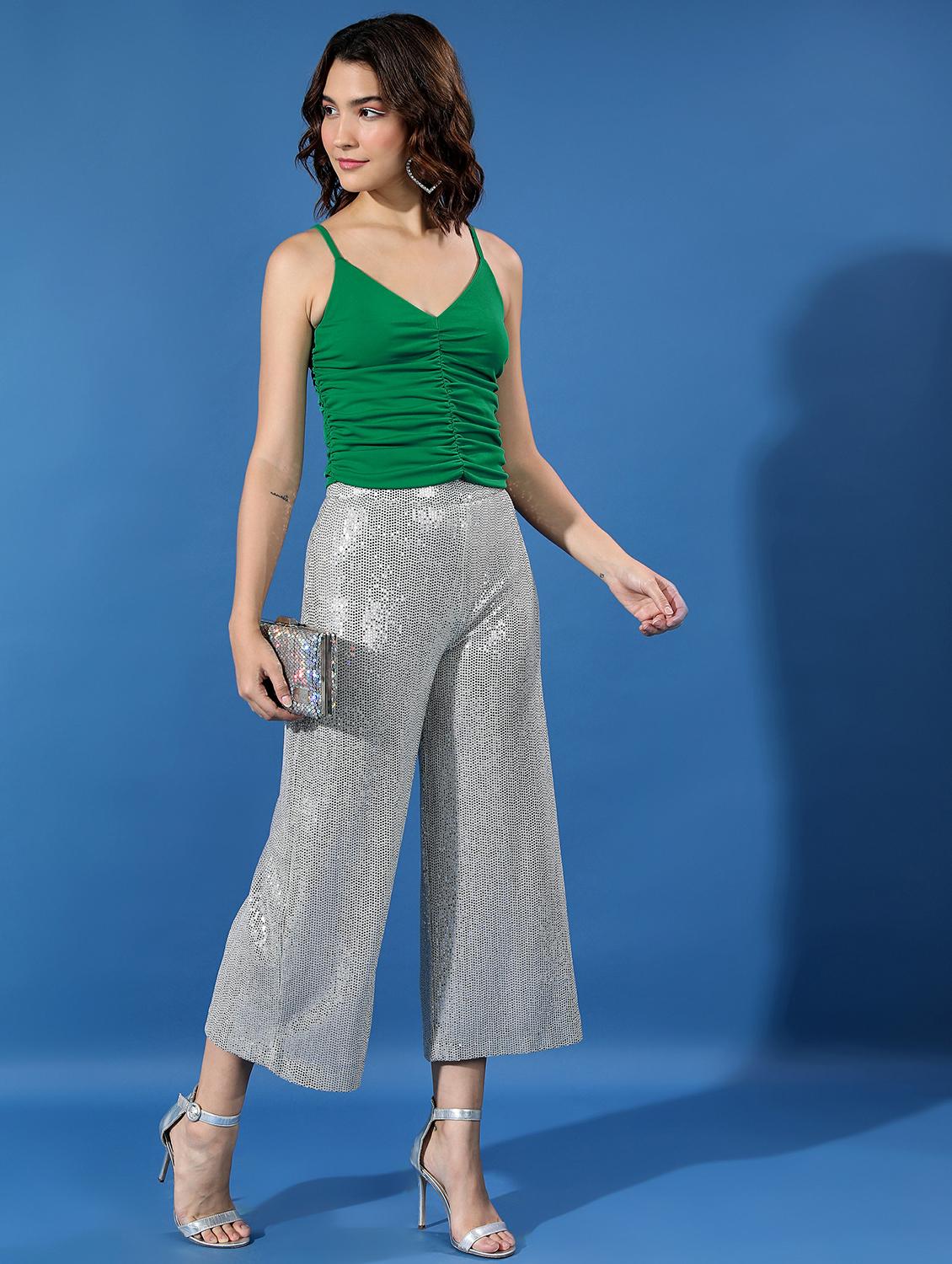 dark green solid camisole top - 21487275 - Standard Image - 3