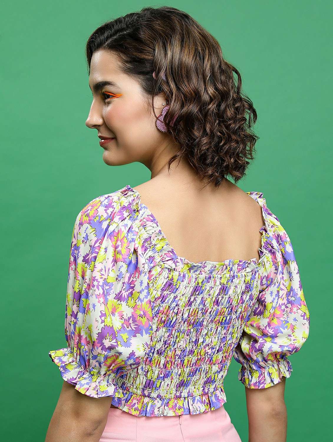 multicolored floral printed crop top - 21487287 -  Standard Image - 3