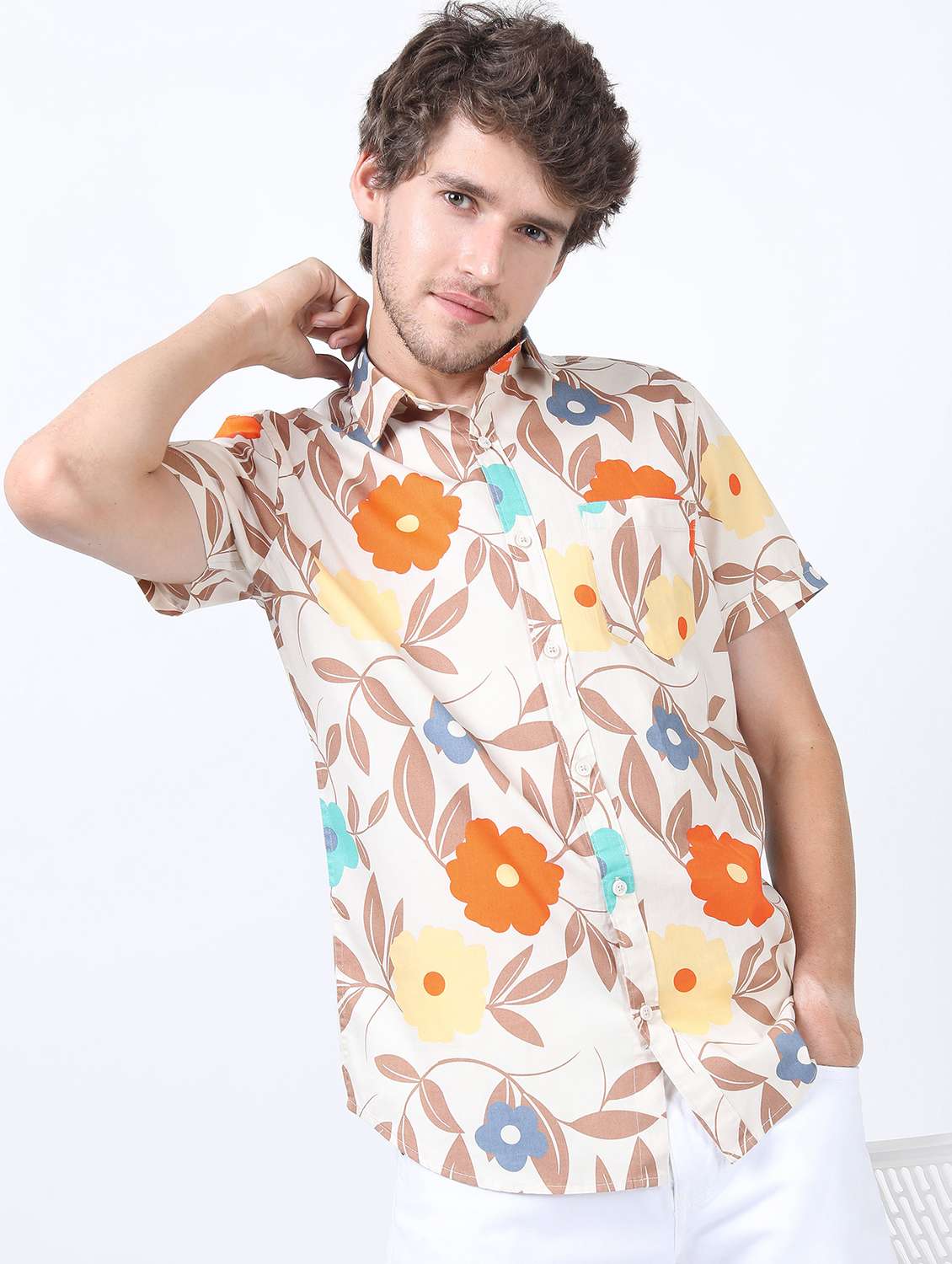 men collared short sleeves casual shirt - 21487293 -  Zoom Image - 0