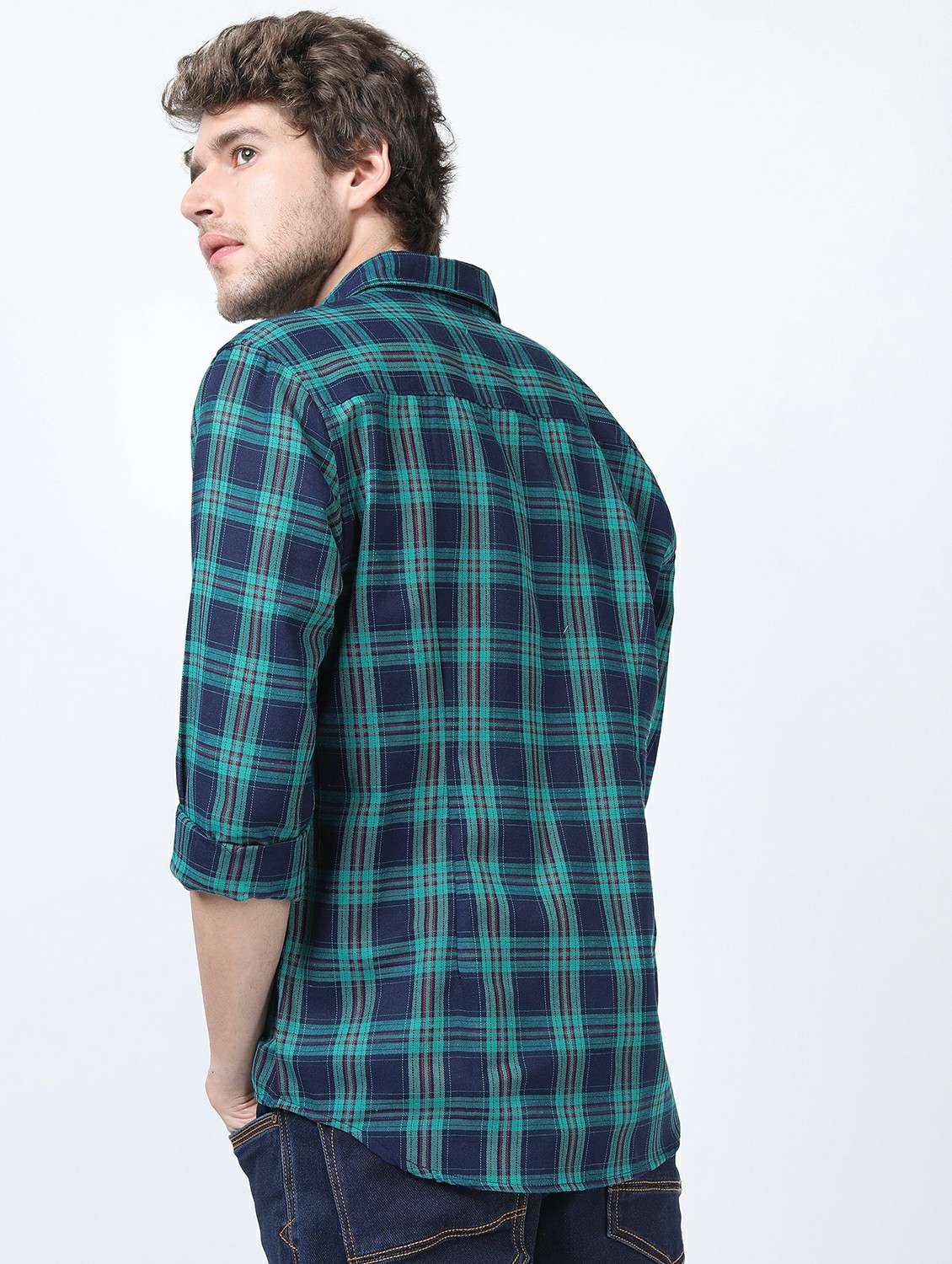 men collared long sleeves casual shirt - 21487303 -  Standard Image - 3