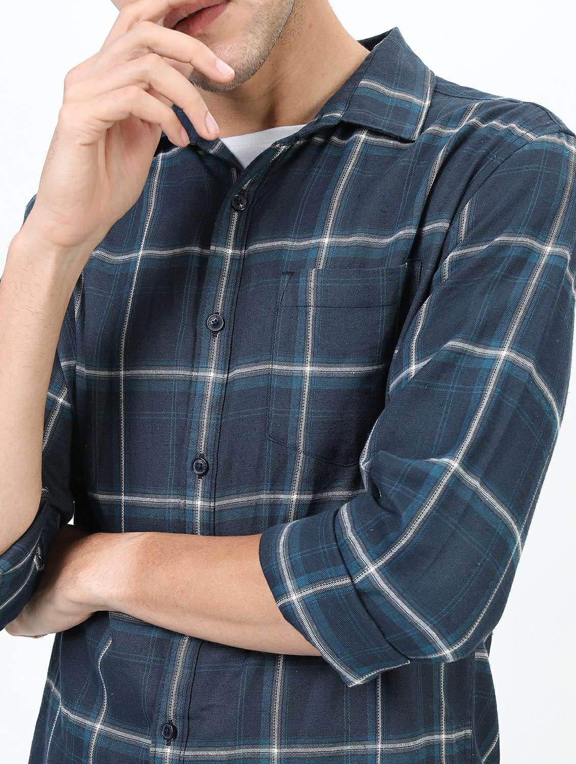 green cotton blend casual shirt - 21487323 -  Standard Image - 5