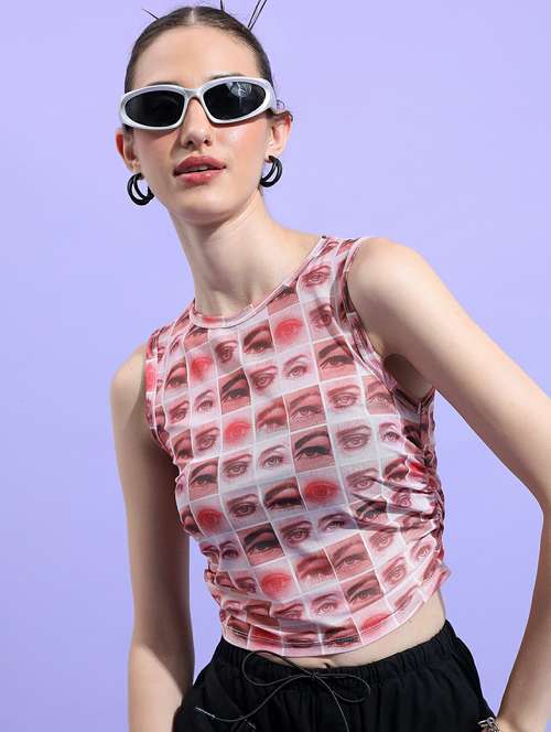 pink printed crop top - 21487327 -  Standard Image - 0