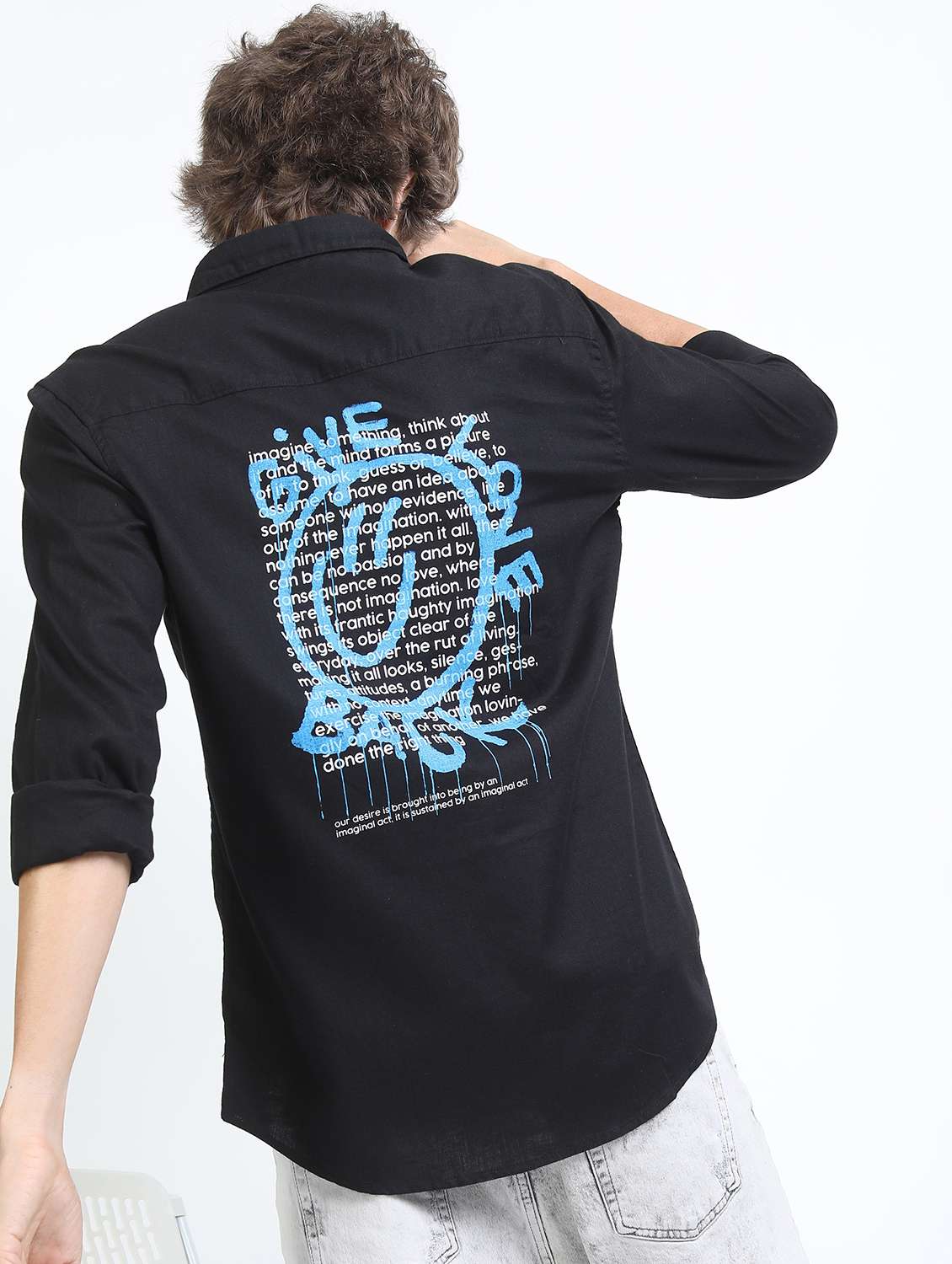 men collared long sleeves back print shirt - 21487349 -  Standard Image - 3