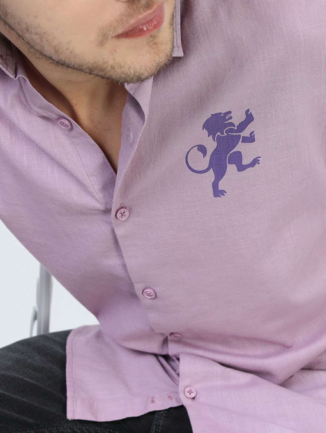 men collared long sleeves back print shirt - 21487358 - Standard Image - 5