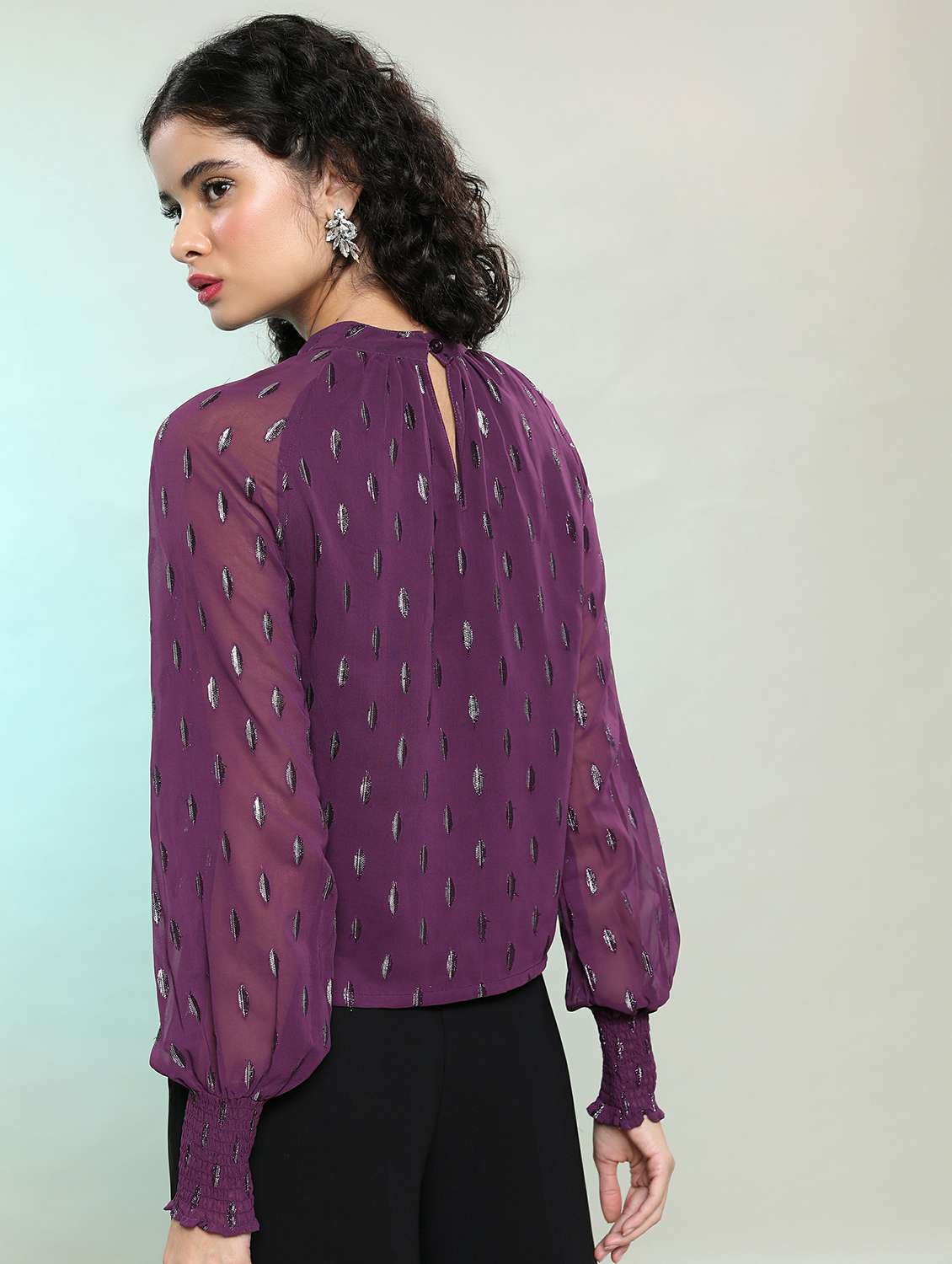 purple self-designed blouson top - 21487373 -  Standard Image - 3