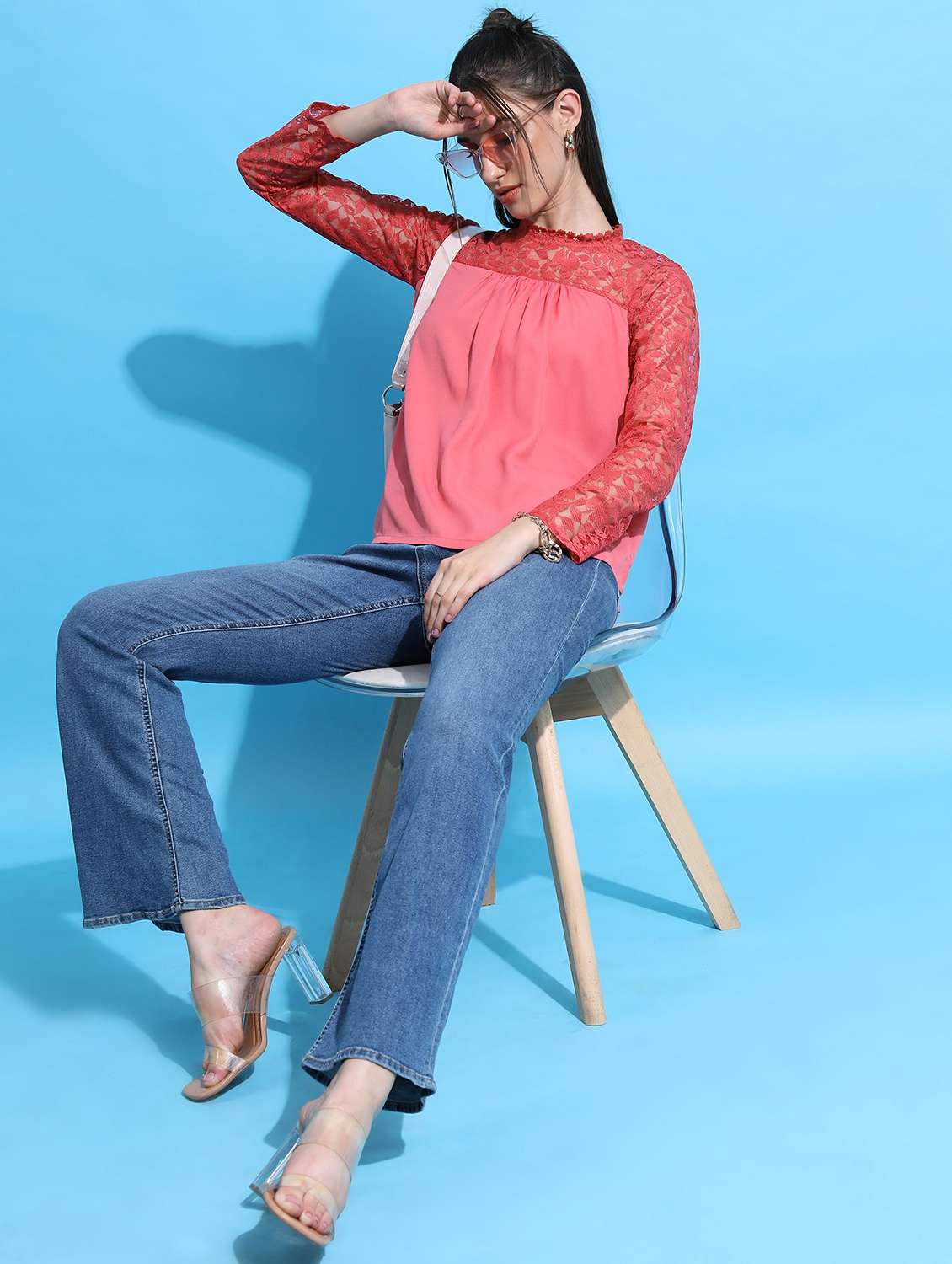 women coral cotton blend regular top - 21487383 -  Standard Image - 3