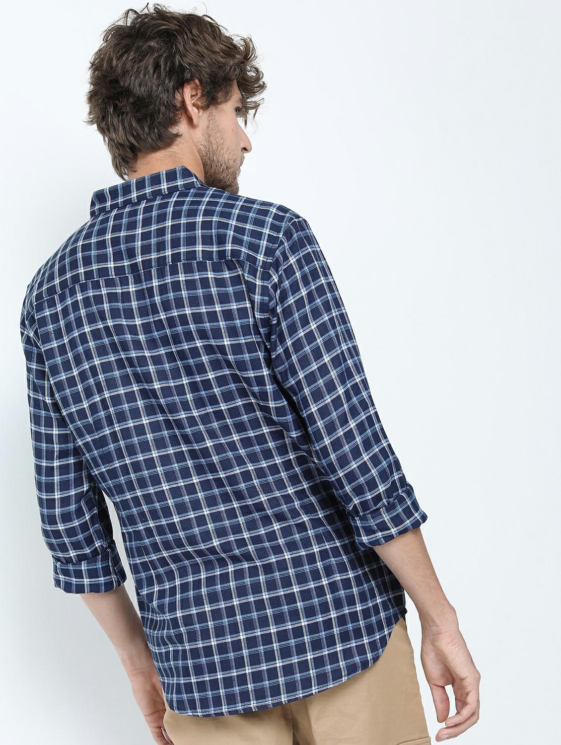 men long sleeved checkered casual shirt - 21487385 - Standard Image - 3