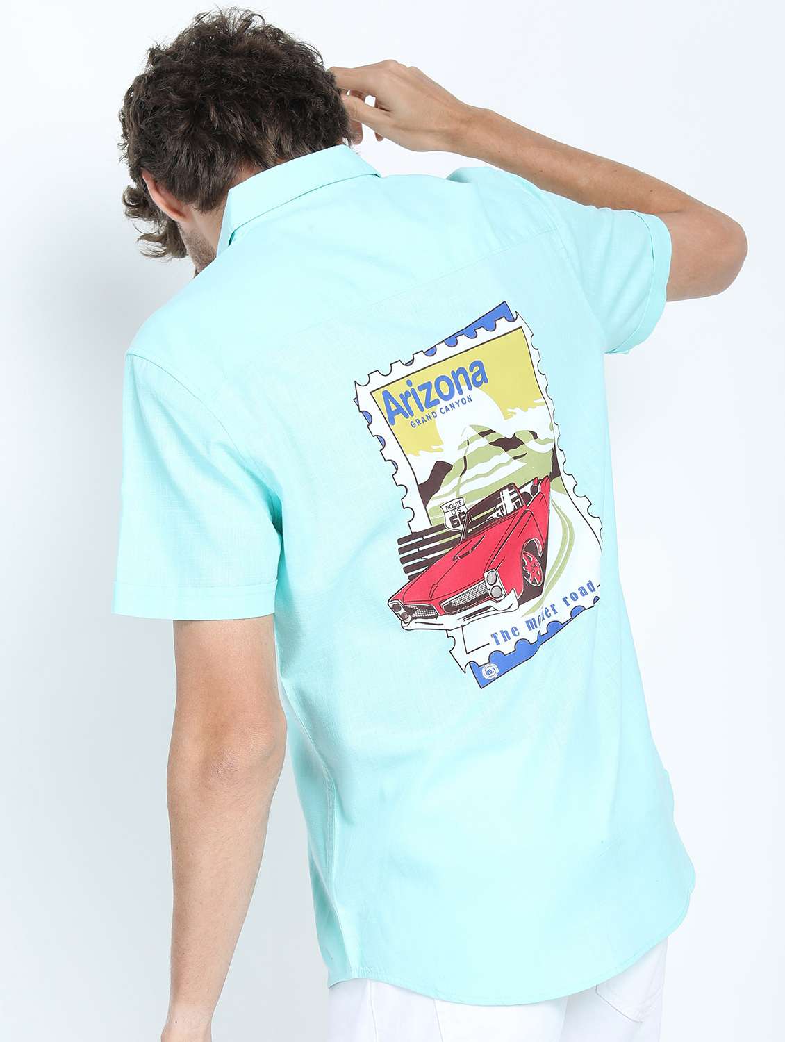 men short sleeved printed casual shirt - 21487390 -  Standard Image - 3