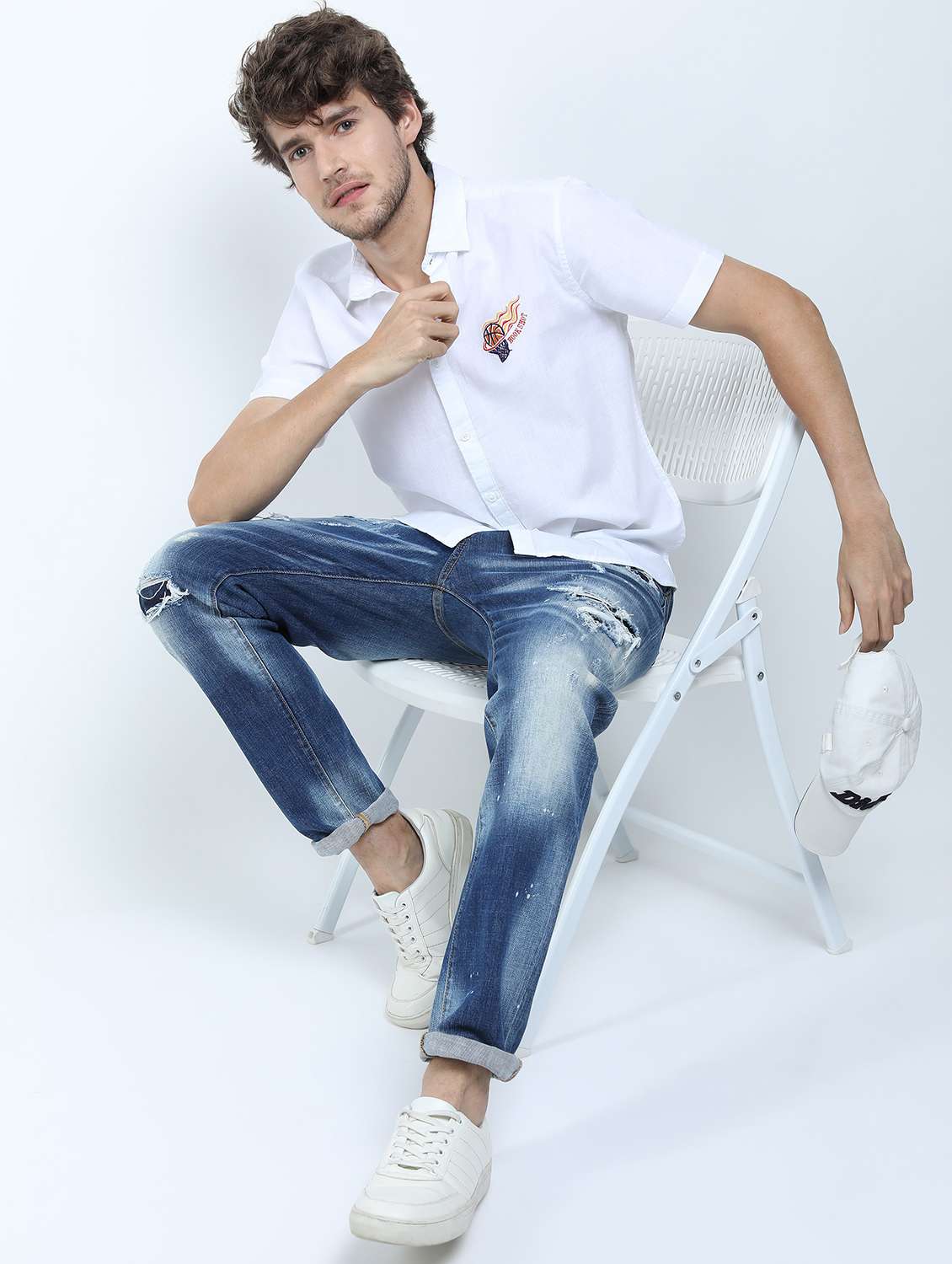 men short sleeved solid casual shirt - 21487393 -  Standard Image - 3