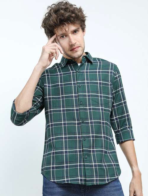 men long sleeved checkered casual shirt - 21487394 - Standard Image - 0
