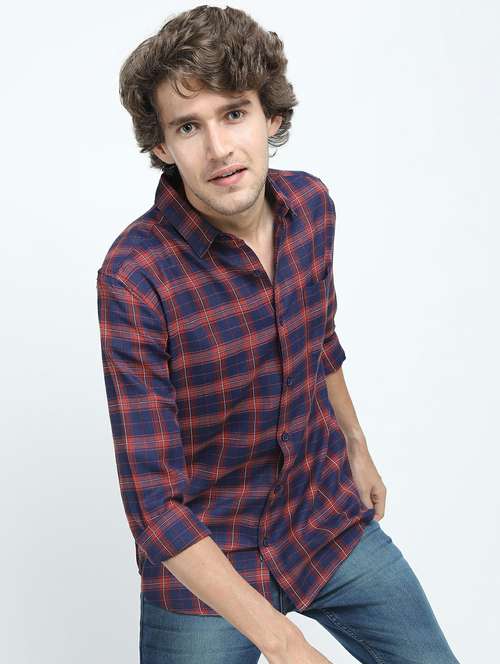 men long sleeved checkered casual shirt - 21487402 - Standard Image - 0