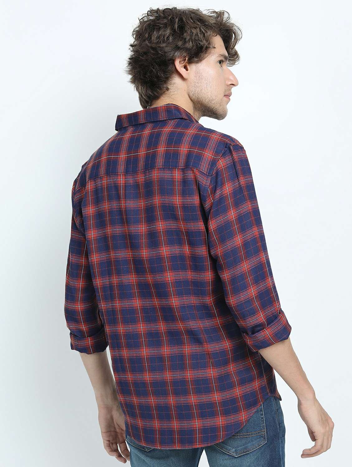 men long sleeved checkered casual shirt - 21487402 - Standard Image - 3