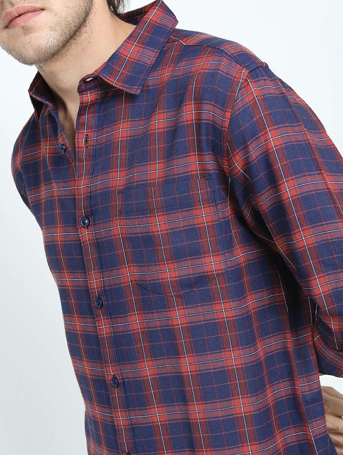 men long sleeved checkered casual shirt - 21487402 - Standard Image - 5