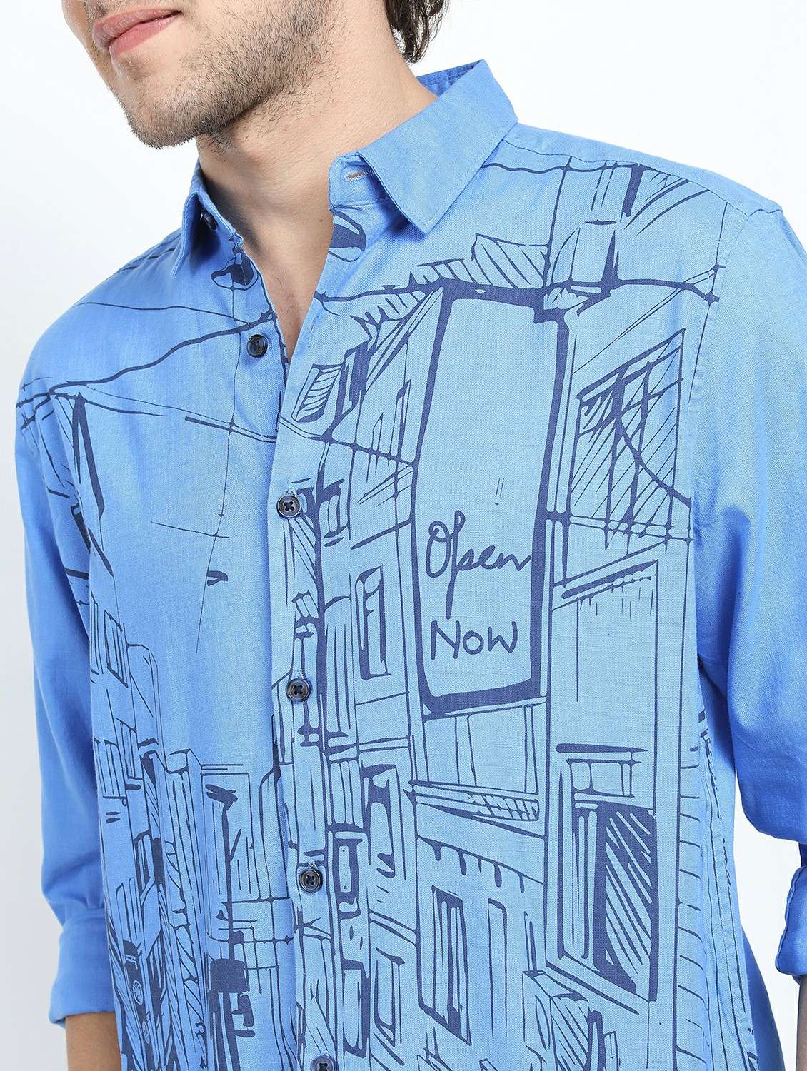 men long sleeved printed casual shirt - 21487412 -  Standard Image - 5