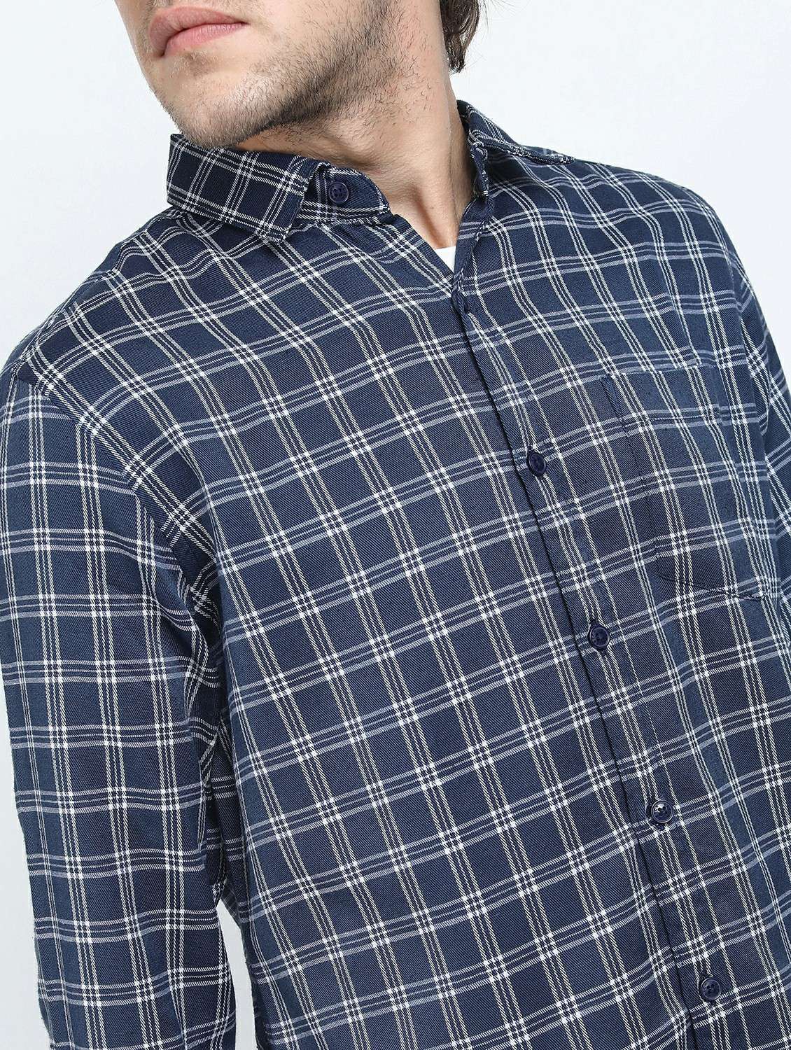men long sleeved checkered casual shirt - 21487416 -  Standard Image - 5