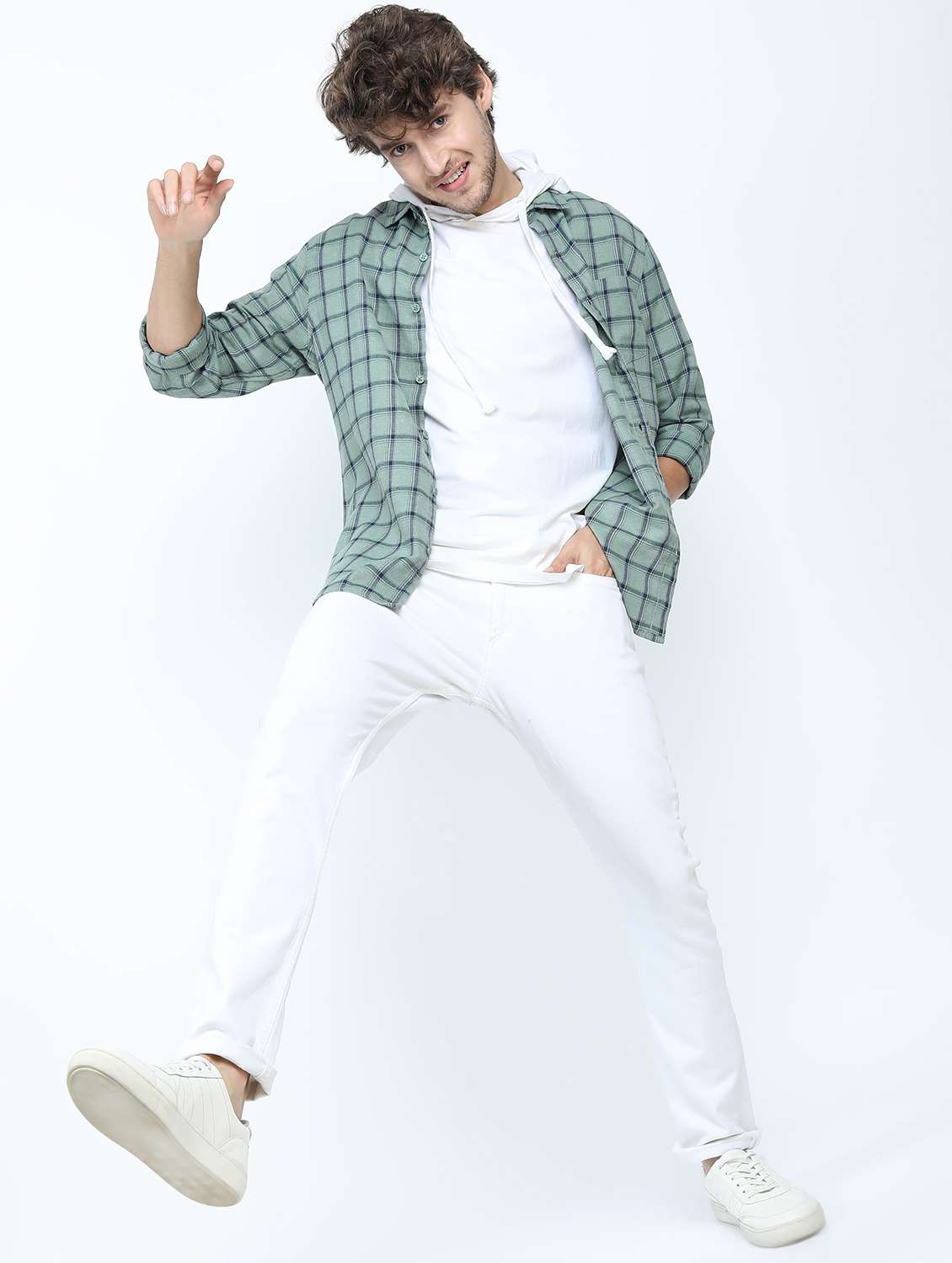men long sleeved checkered casual shirt - 21487431 - Standard Image - 3