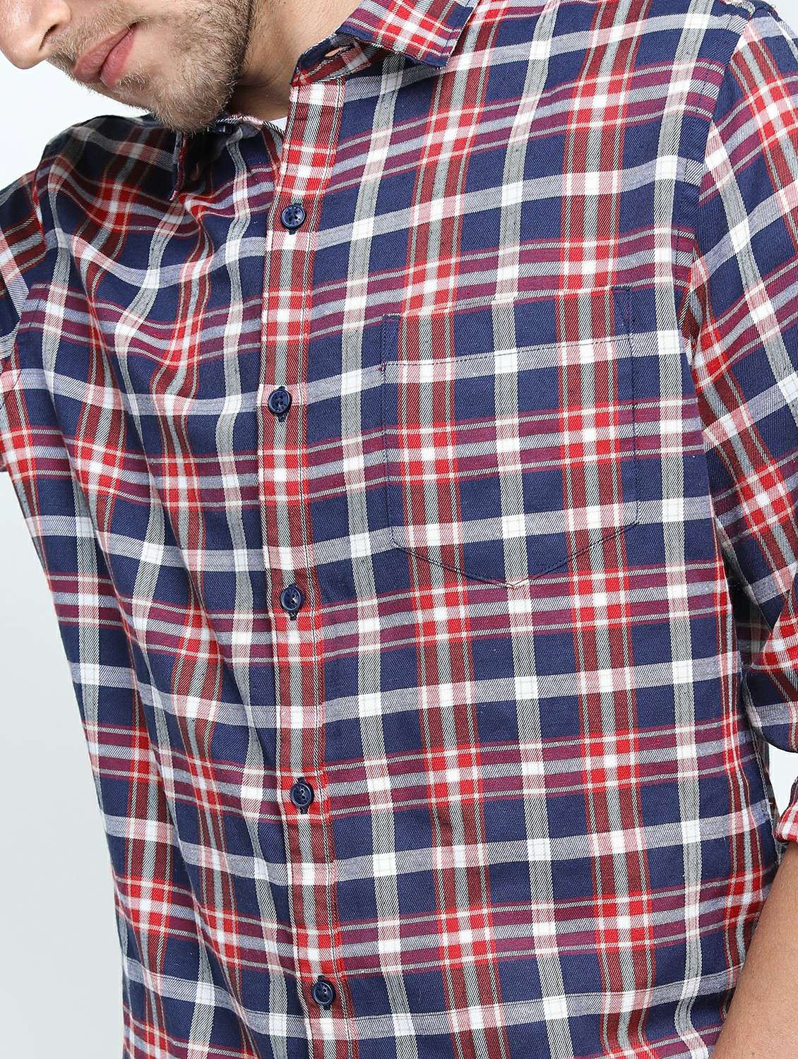 men long sleeved checkered casual shirt - 21487434 - Standard Image - 5