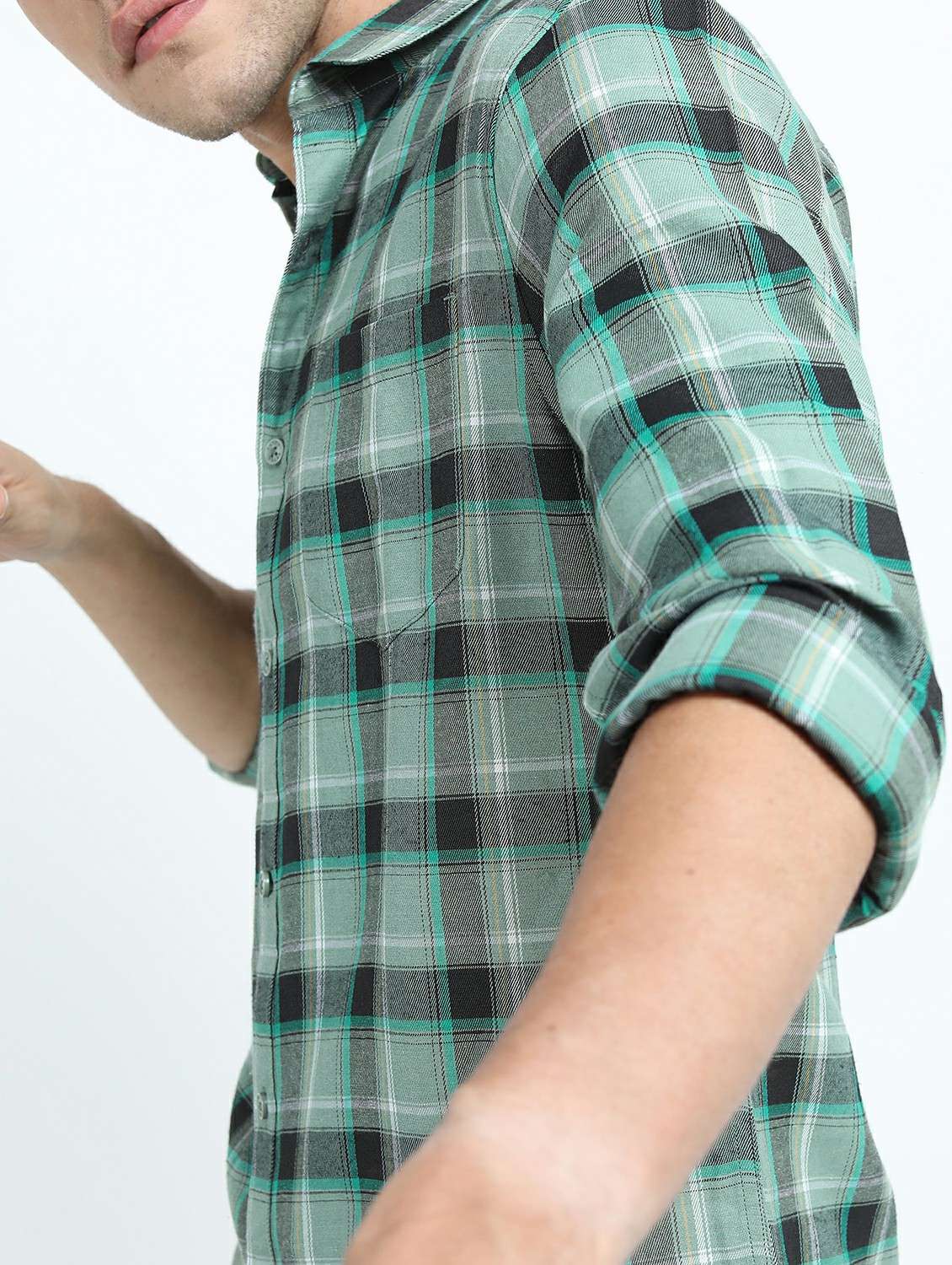 men long sleeved checkered casual shirt - 21487441 -  Standard Image - 5