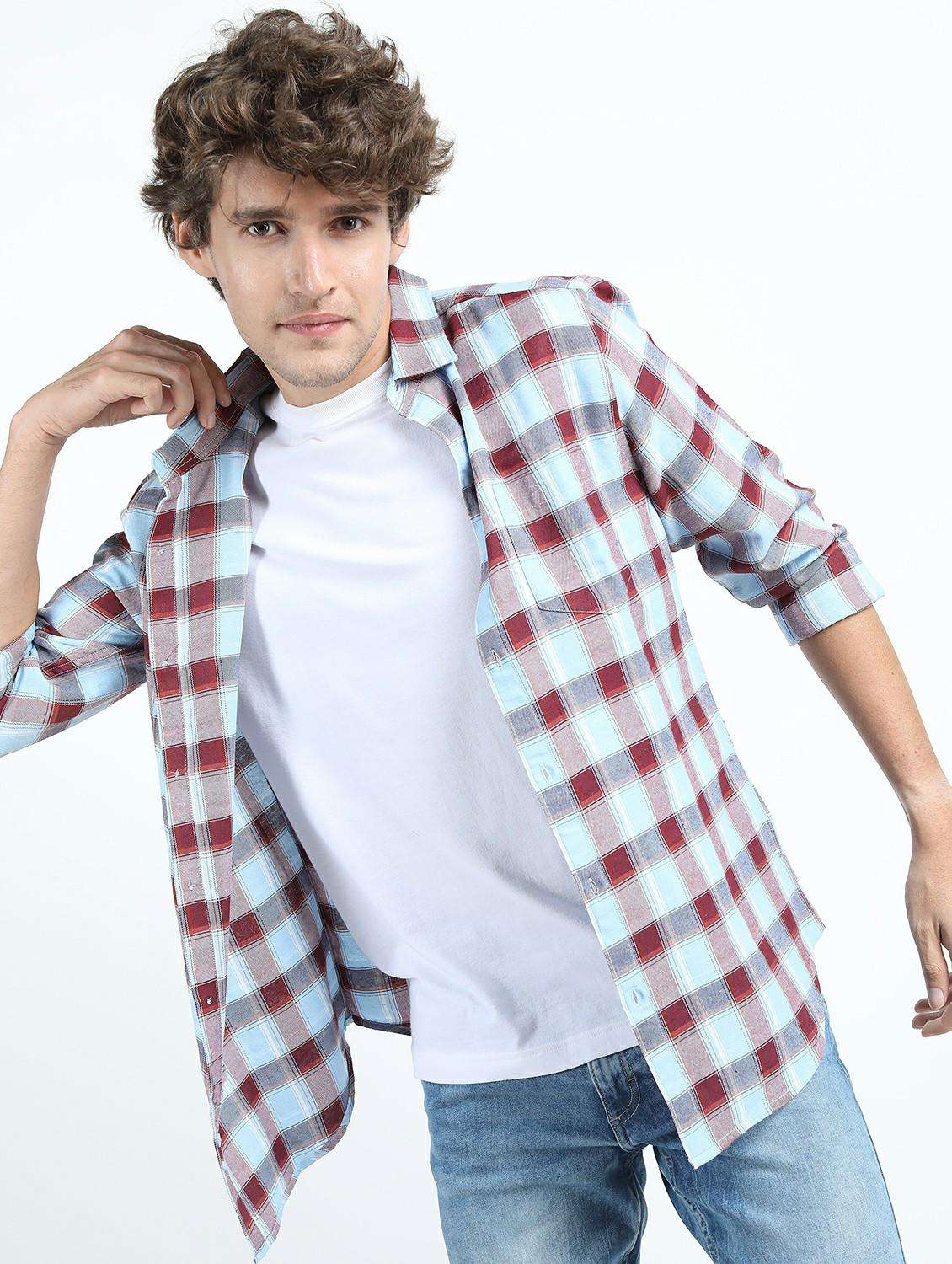 men light blue regular fit collared shirt