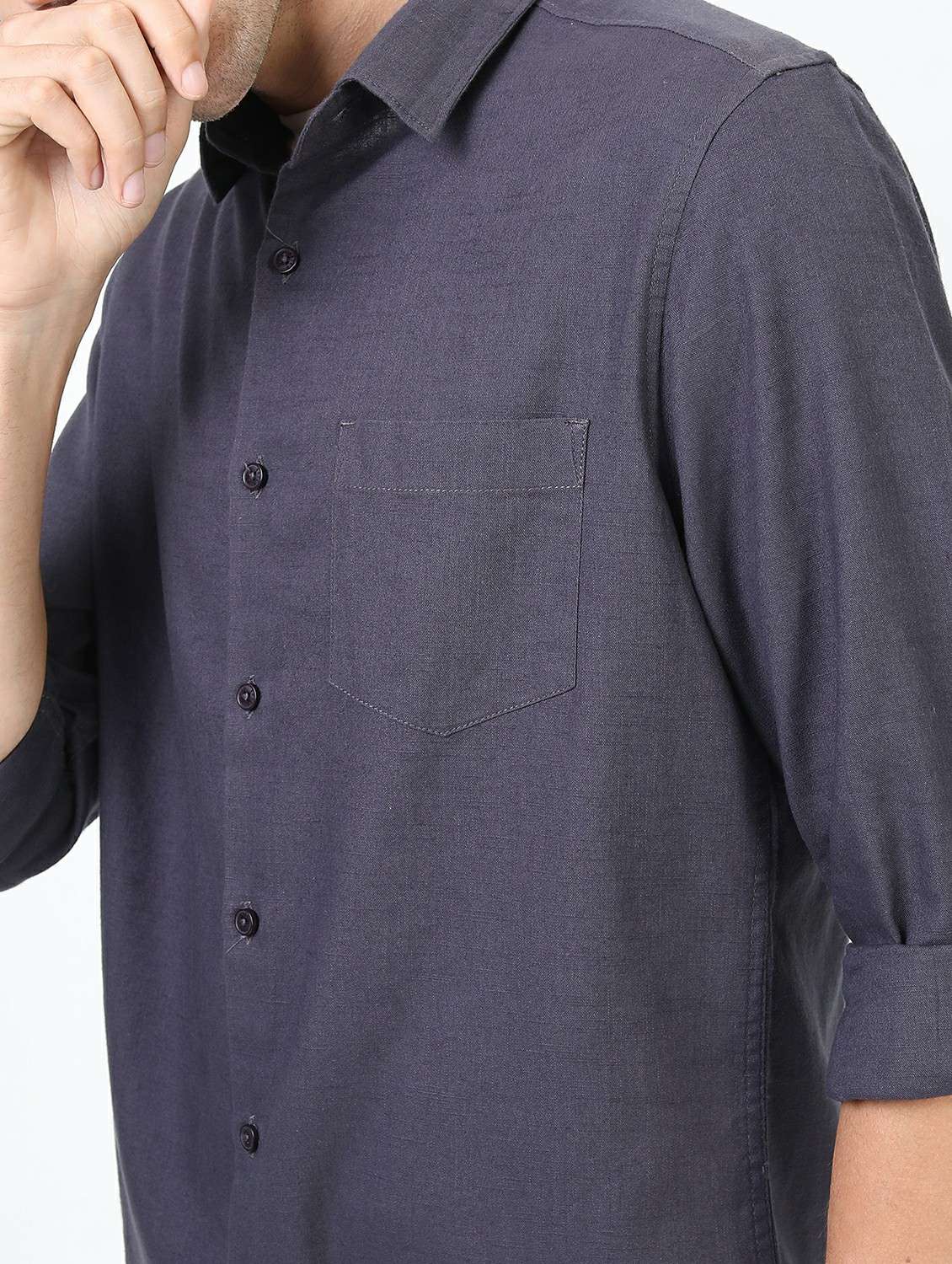 men long sleeved solid casual shirt - 21487447 -  Standard Image - 5