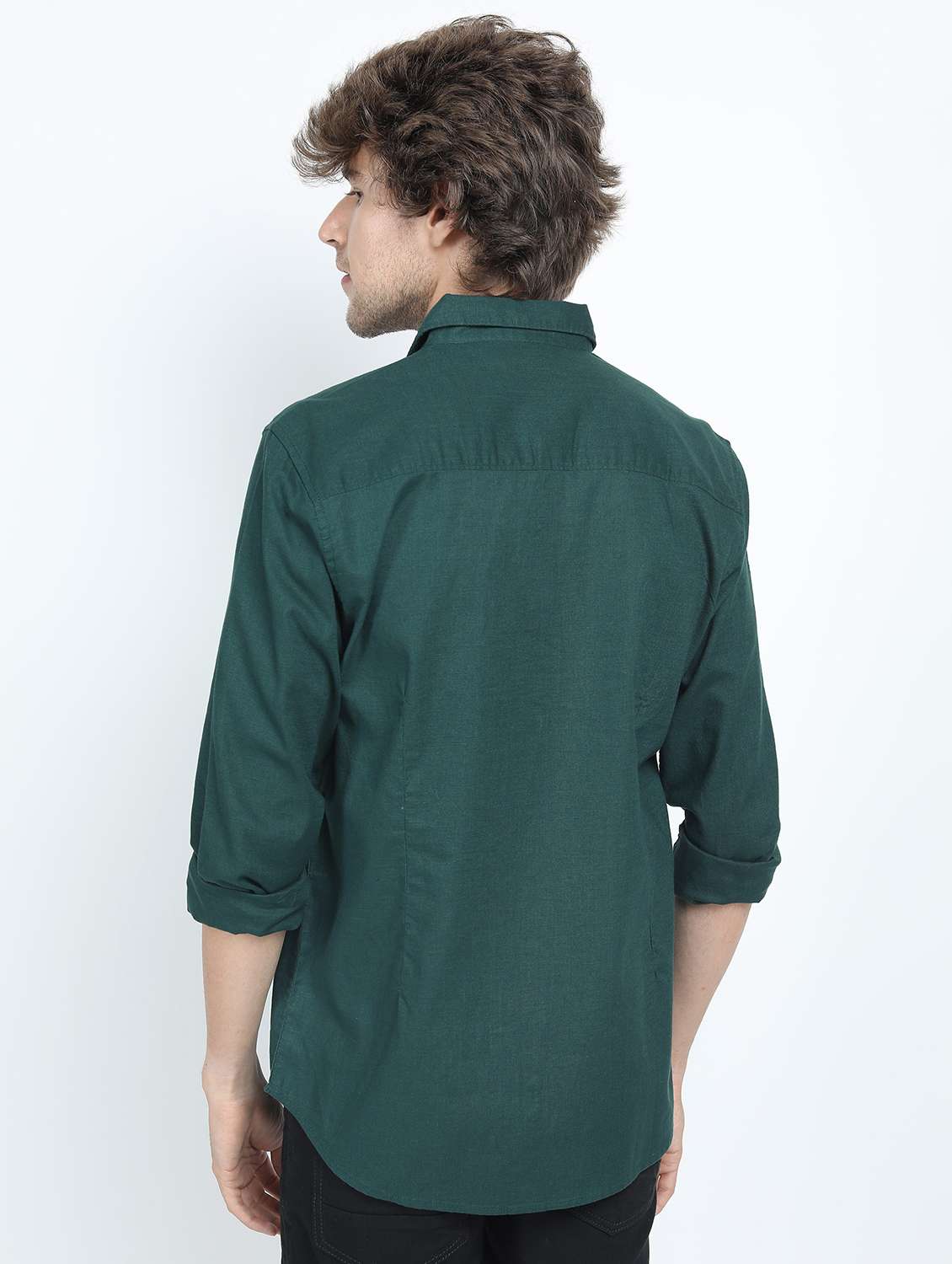 men long sleeved solid casual shirt - 21487450 - Standard Image - 3