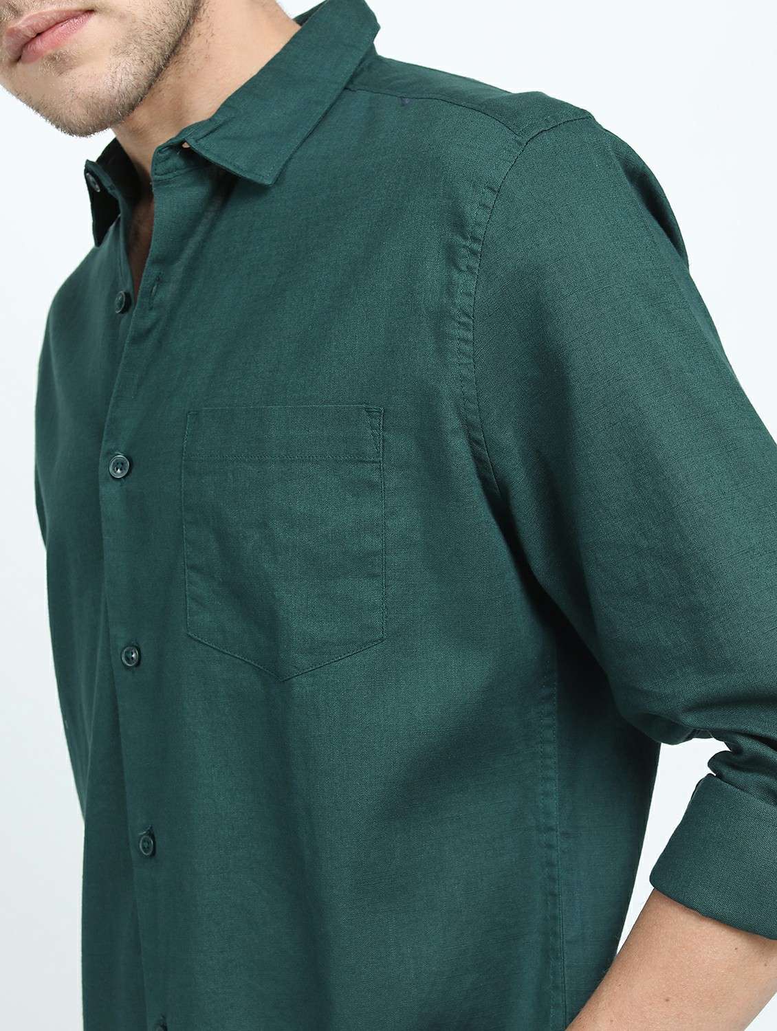men long sleeved solid casual shirt - 21487450 - Standard Image - 5