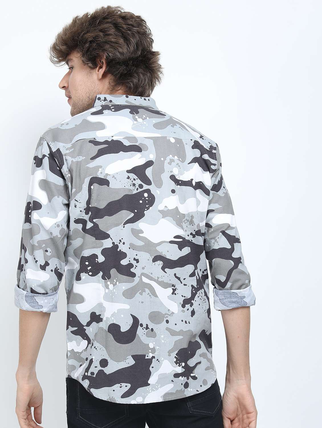 men long sleeved camouflage printed casual shirt - 21487453 -  Standard Image - 3
