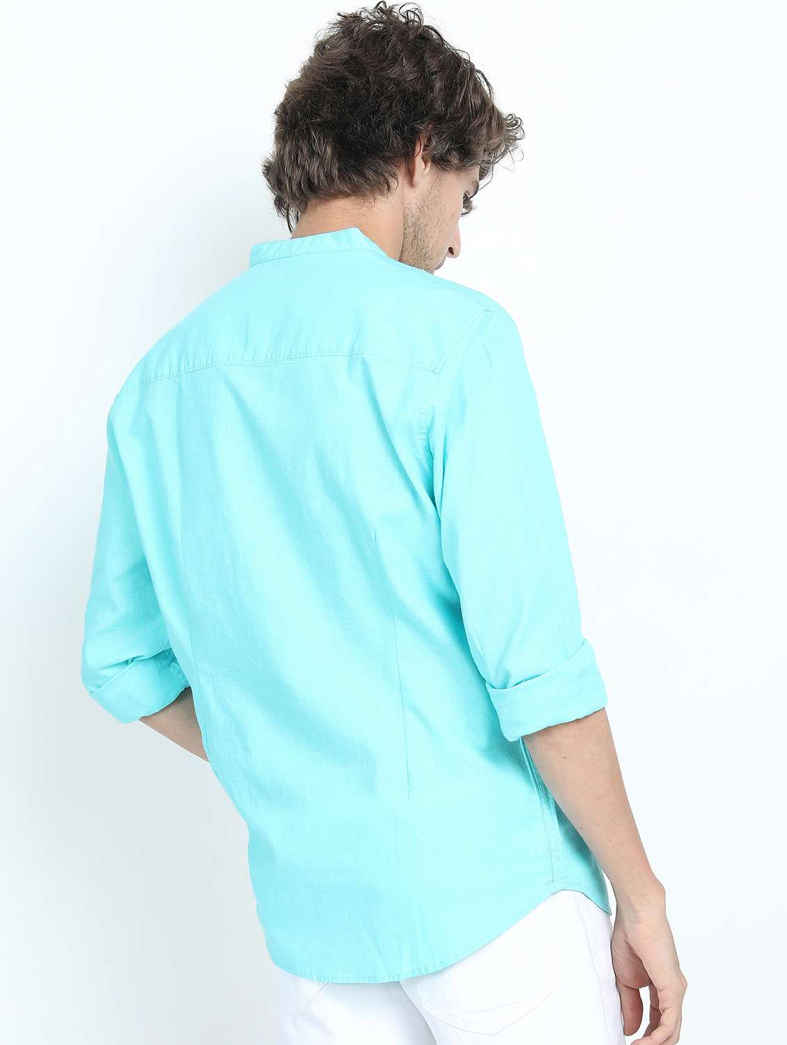 men long sleeved solid casual shirt - 21487456 -  Standard Image - 3