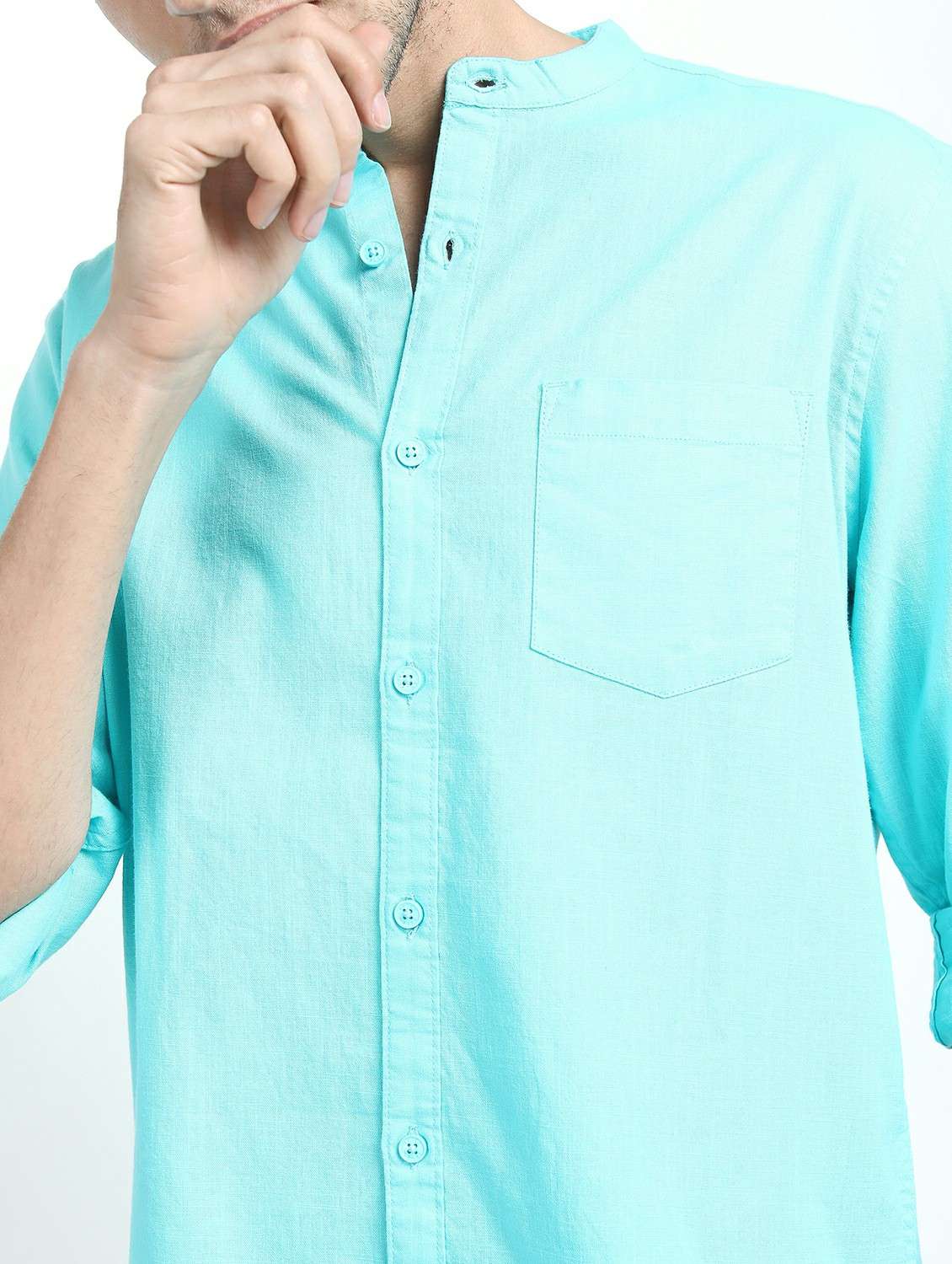 men long sleeved solid casual shirt - 21487456 -  Standard Image - 5