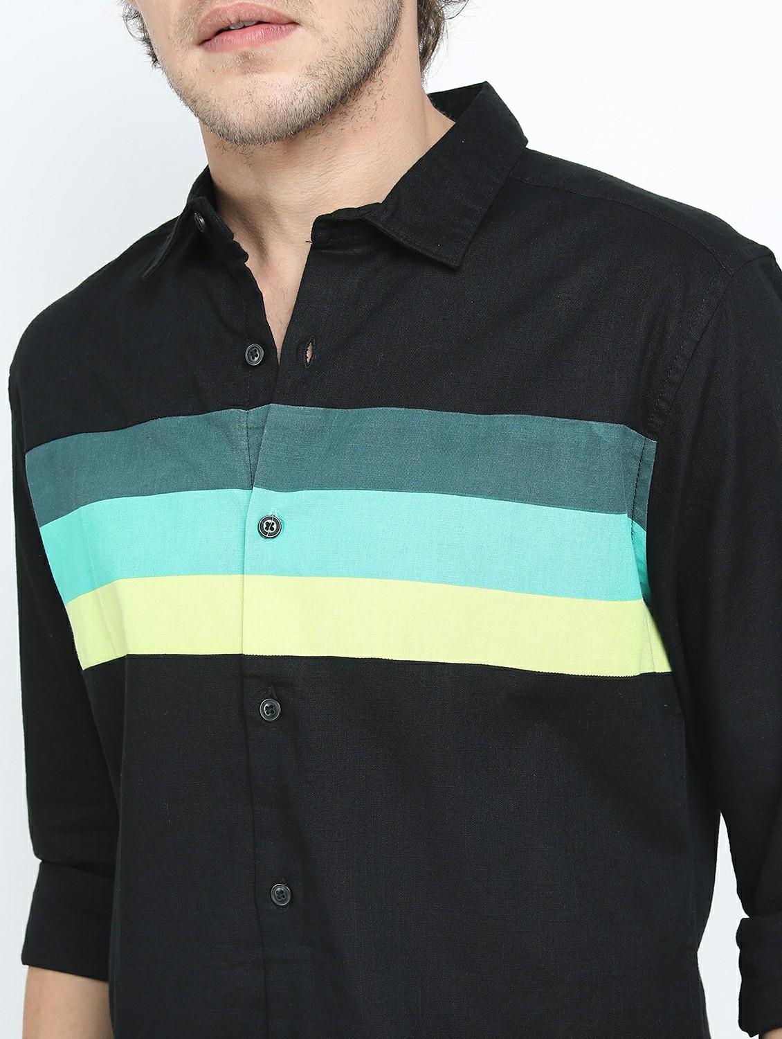 men long sleeved color block casual shirt - 21487461 - Standard Image - 5