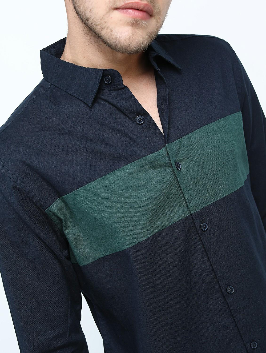 men long sleeved color block casual shirt - 21487476 - Standard Image - 5